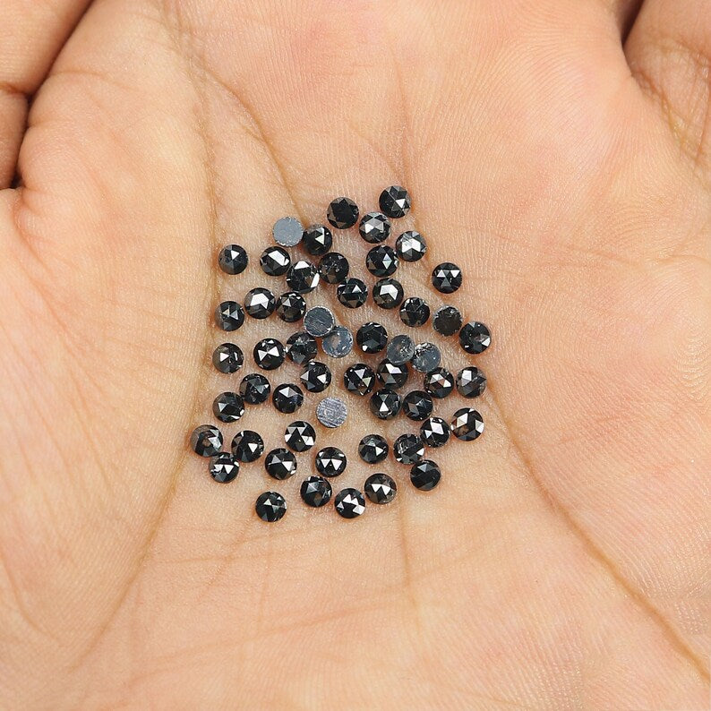 2.91 CT Natural Loose Round Shape Diamond Black Color Round Diamond 2.30 MM Natural Loose Diamond Black Color Round Rose Cut Diamond NQ1781