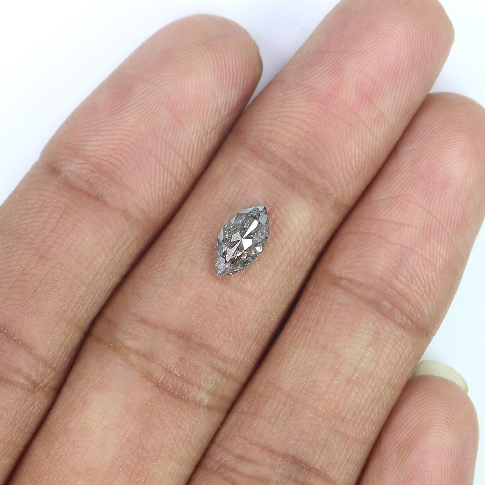 0.83 CT Natural Loose Marquise Diamond Salt And Pepper Marquise Diamond 8.50 MM Natural Black Grey Color Marquise Rose Cut Diamond QN9798