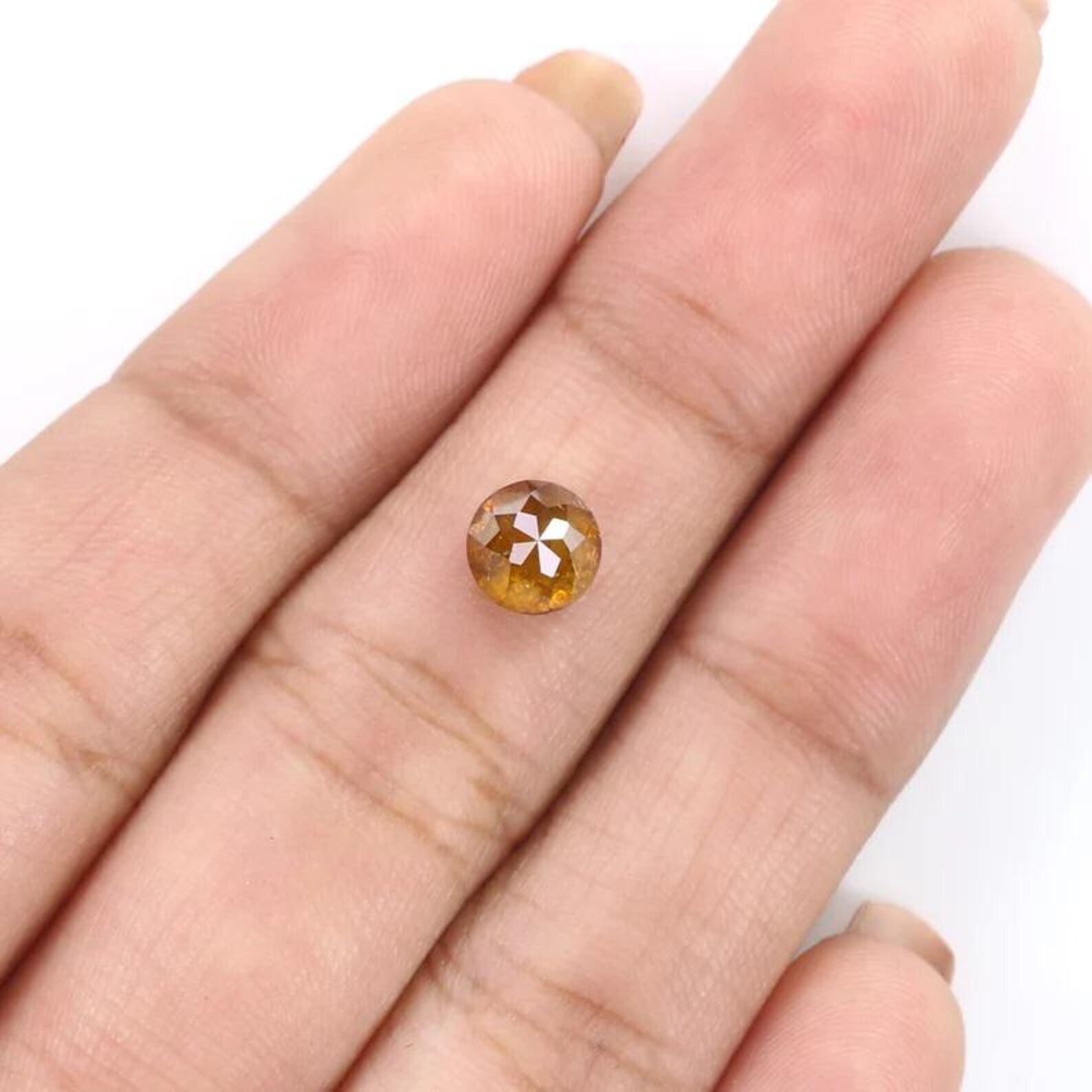 1.10 Ct Natural Loose Round Rose Cut Diamond Yellow Color Round Shape Diamond 6.00 MM Natural Brown Color Round Rose Cut Diamond NQ1925