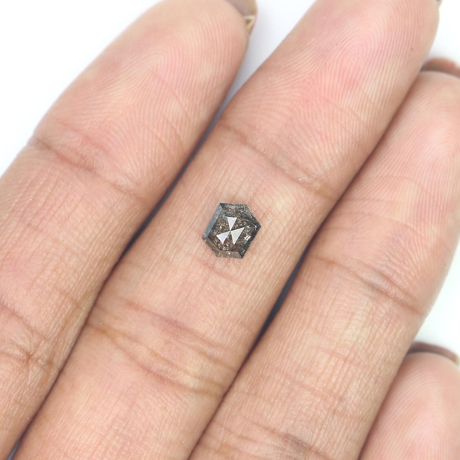 0.77 CT Natural Loose Hexagon Shape Diamond Salt And Pepper Hexagon Cut Diamond 6.05 MM Natural Loose Hexagon Shape Rose Cut Diamond QN1223