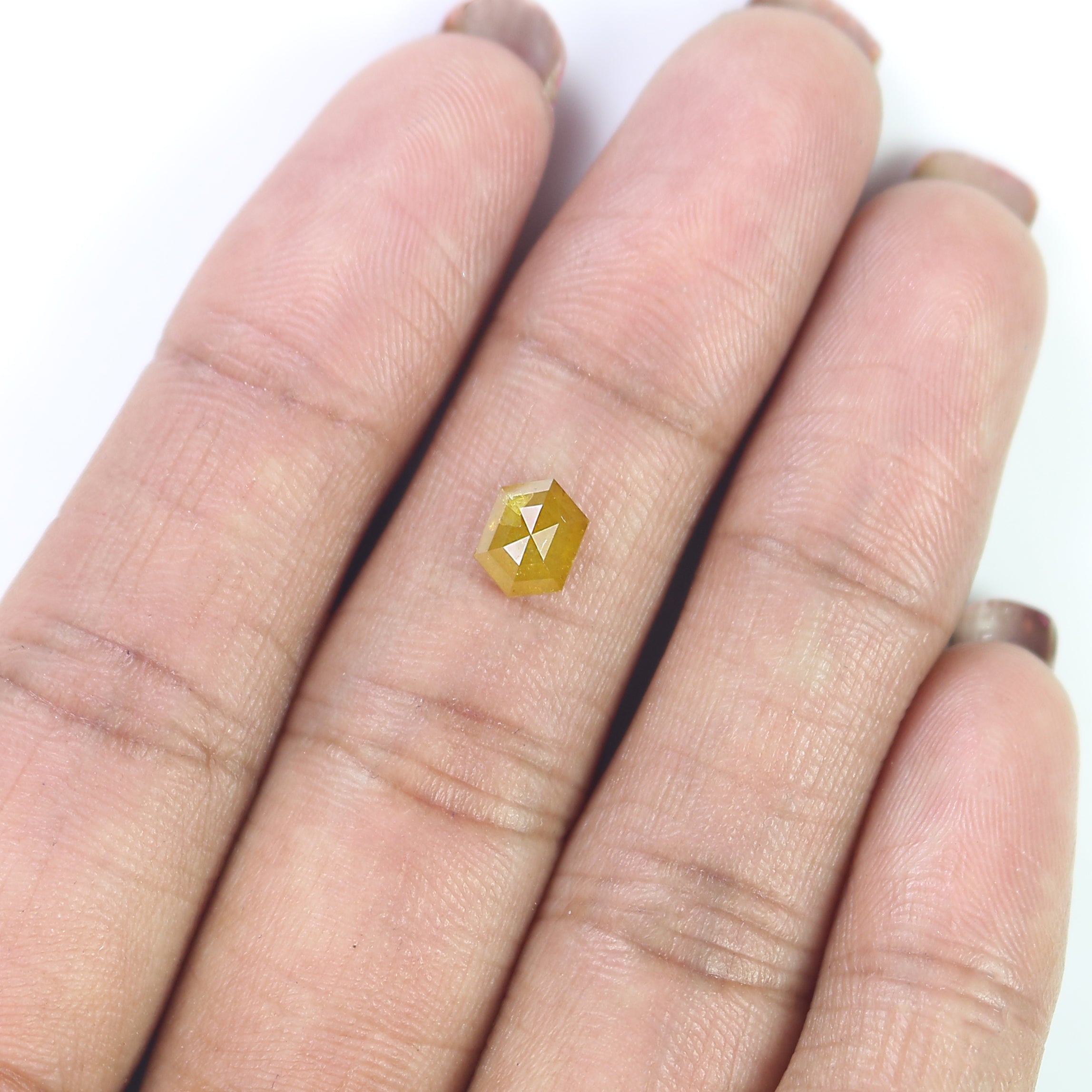 0.90 CT Natural Loose Hexagon Shape Diamond Yellow Color Hexagon Cut Diamond 6.75 MM Natural Loose Hexagon Shape Rose Cut Diamond QL9858