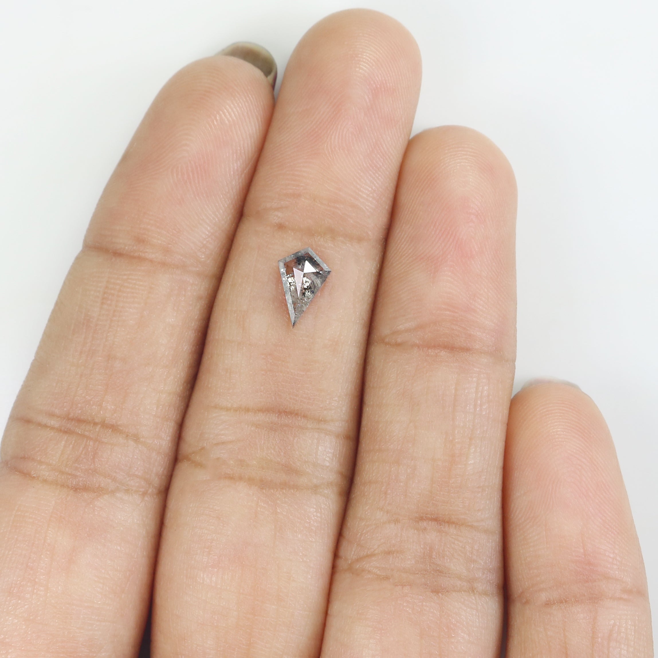 0.54 CT Natural Loose Kite Shape Diamond Salt And Pepper Kite Diamond 7.65 MM Natural Black Grey Color Diamond Kite Rose Cut Diamond N2609