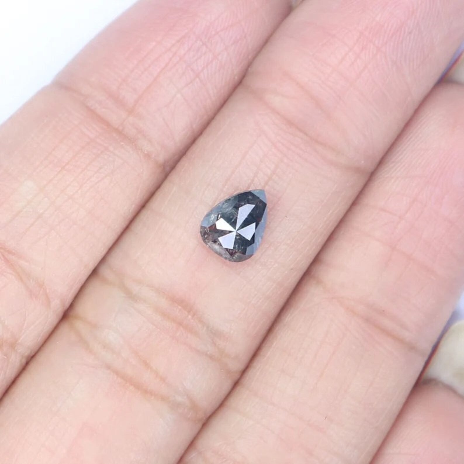 0.88 Ct Natural Loose Pear Shape Diamond Salt And Pepper Pear Diamond 6.80 MM Natural Diamond Black Grey Color Pear Rose Cut Diamond NQ2098