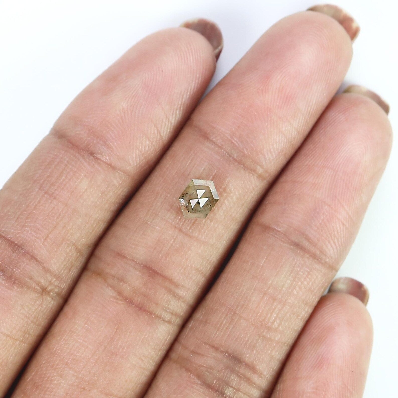 0.73 CT Natural Loose Hexagon Shape Diamond Brown Color Hexagon Diamond 6.35 MM Natural Diamond Brown Color Hexagon Rose Cut Diamond QNB522