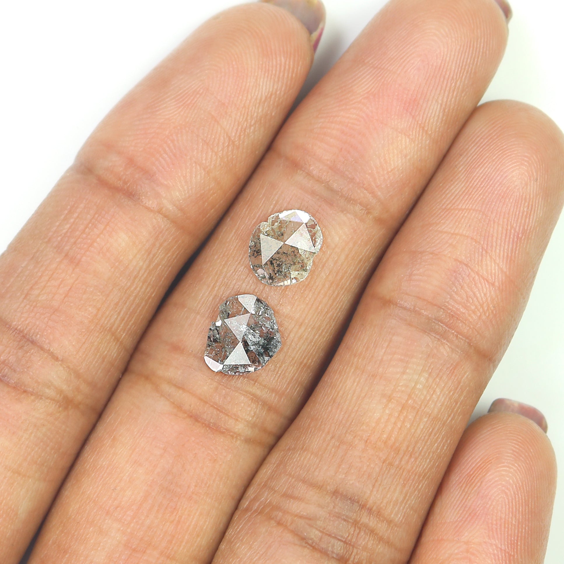 0.86 CT Natural Loose Slice Shape Diamond Salt And Pepper Uncut Diamond 7.80 MM Natural Black Grey Color Slice Irregular Cut Diamond N2650