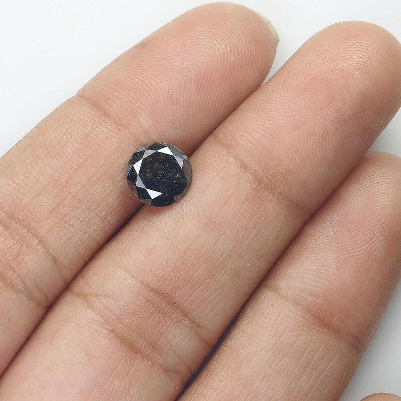 1.70 CT Natural Loose Round Shape Diamond Black Color Round Diamond 7.45 MM Natural Diamond Black Color Round Brilliant Cut Diamond NQ511