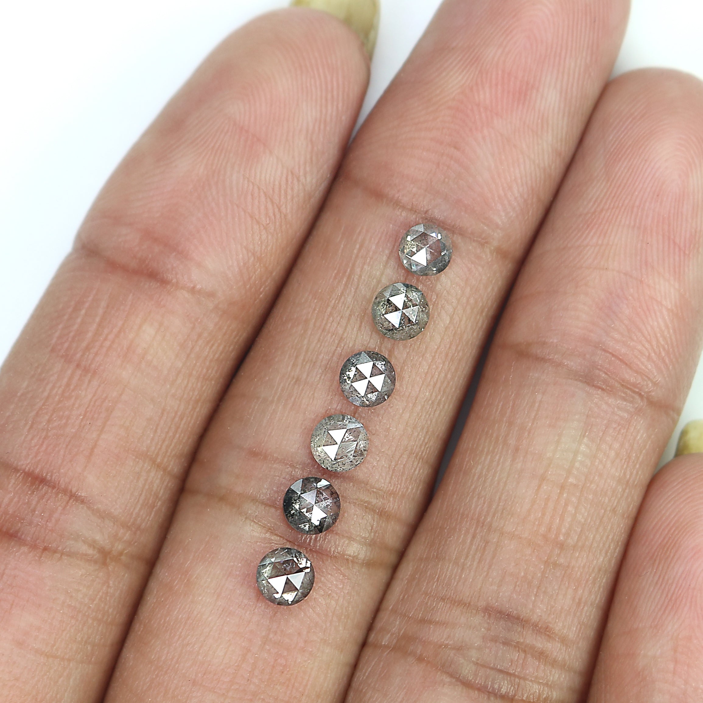 1.69 Ct Natural Loose Round Rose Cut Diamond Salt And Pepper Round Shape Diamond 3.70 MM Natural Black Grey Round Rose Cut Diamond LQ989