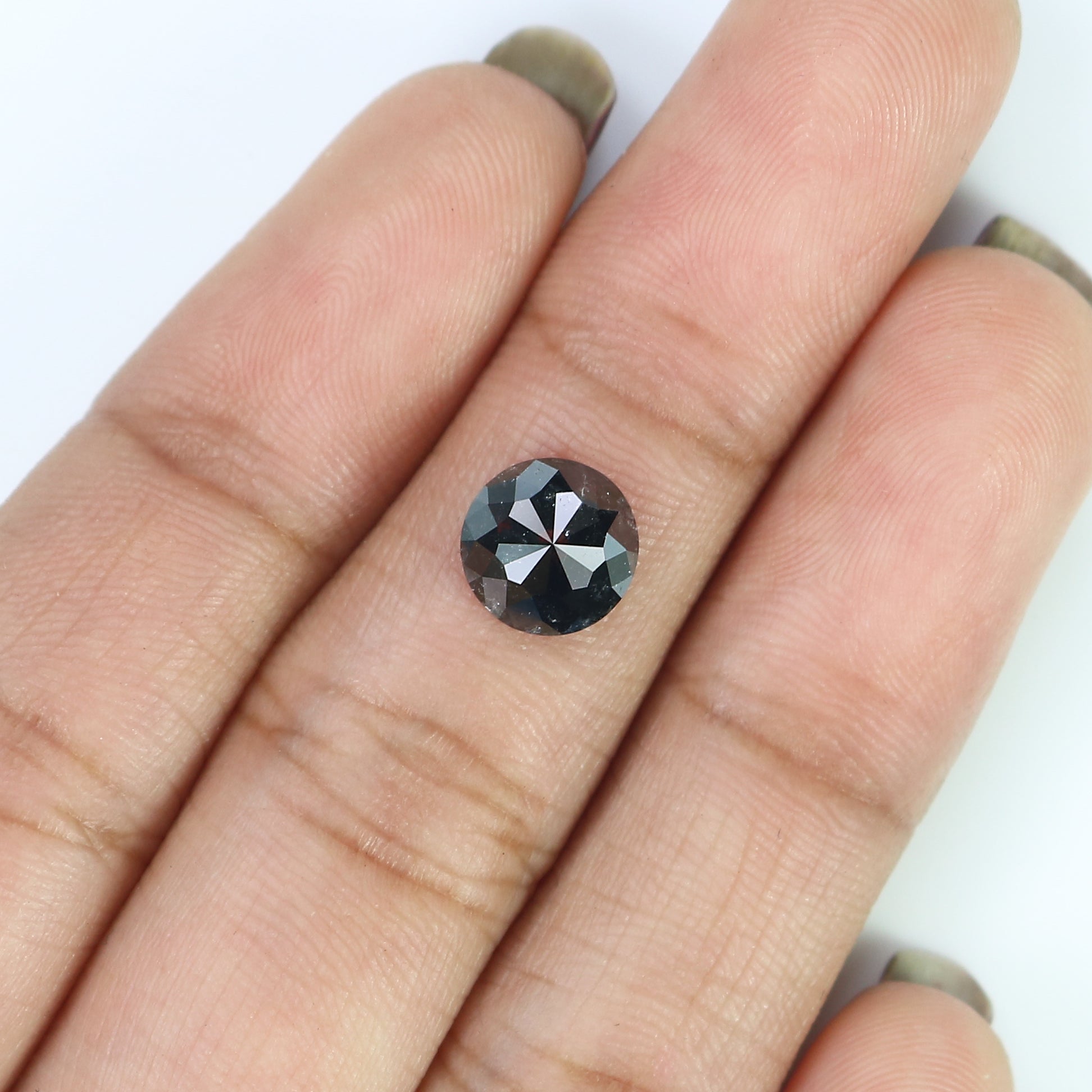 1.40 CT Natural Loose Round Rose Cut Diamond Salt And Pepper Round Diamond 7.55 MM Natural Loose Black Grey Color Rose Cut Diamond LC34