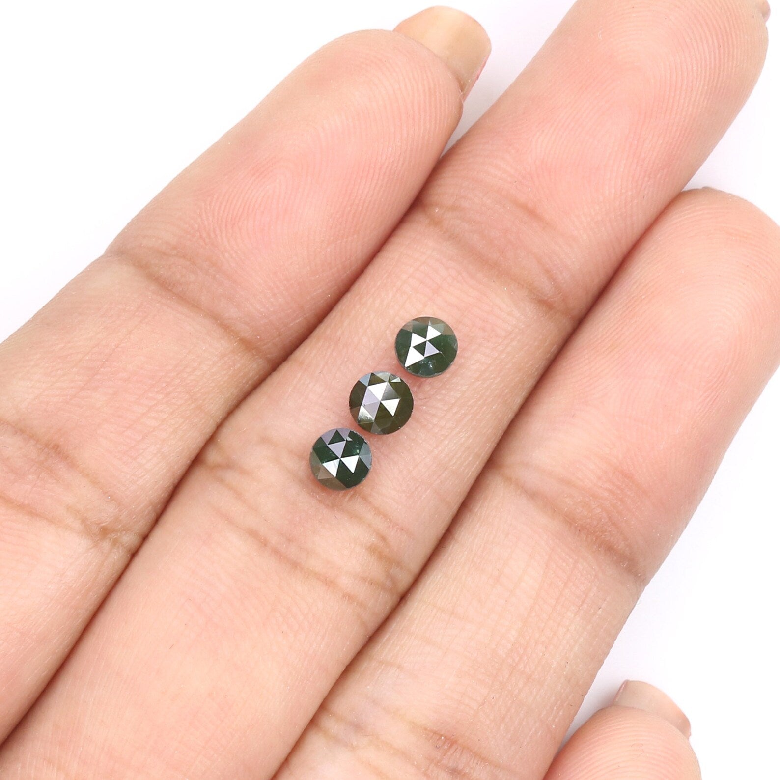 0.77 CT Natural Loose Round Rose Cut Diamond Dark Green Color Round Cut Diamond 3.85 MM Natural Loose Round Rose Cut Shape Diamond N8071