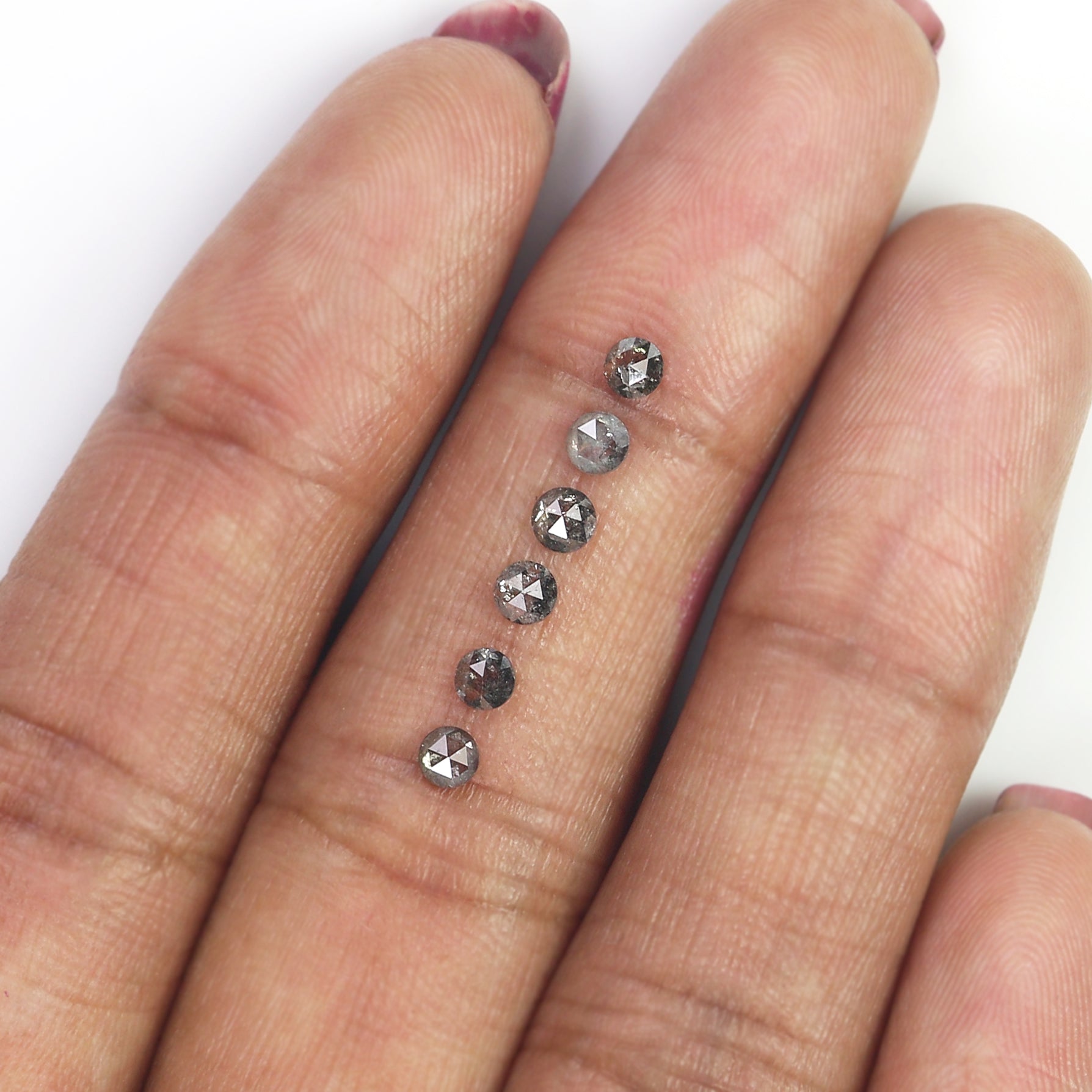 0.73 Ct Natural Loose Round Shape Diamond Salt And Pepper Round Cut Diamond 2.90 MM Natural Black Gray Color Round Rose Cut Diamond N8590