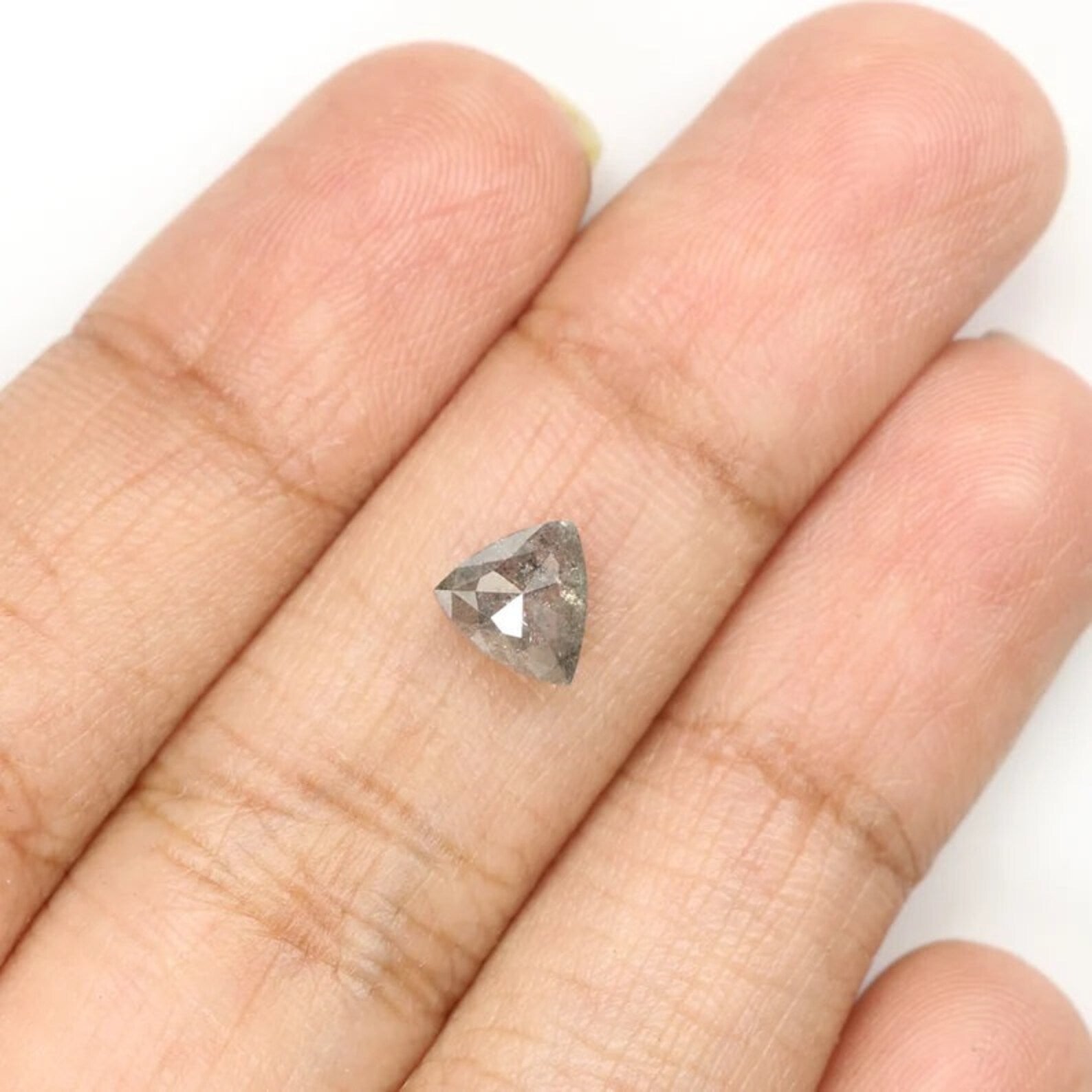 1.03 CT Natural Loose Triangle Diamond Salt And Pepper Triangle Diamond 6.40 MM Natural Black Gray Color Triangle Rose Cut Diamond QN9302