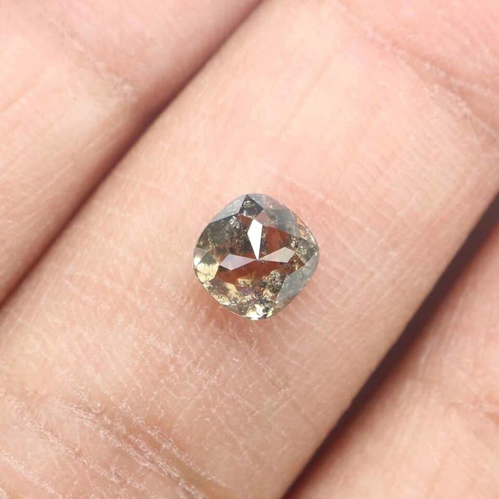 0.85 Ct Natural Loose Cushion Shape Diamond Salt And Pepper Cushion Cut Diamond 5.35 MM Natural Loose Diamond Cushion Rose Cut Diamond QN709
