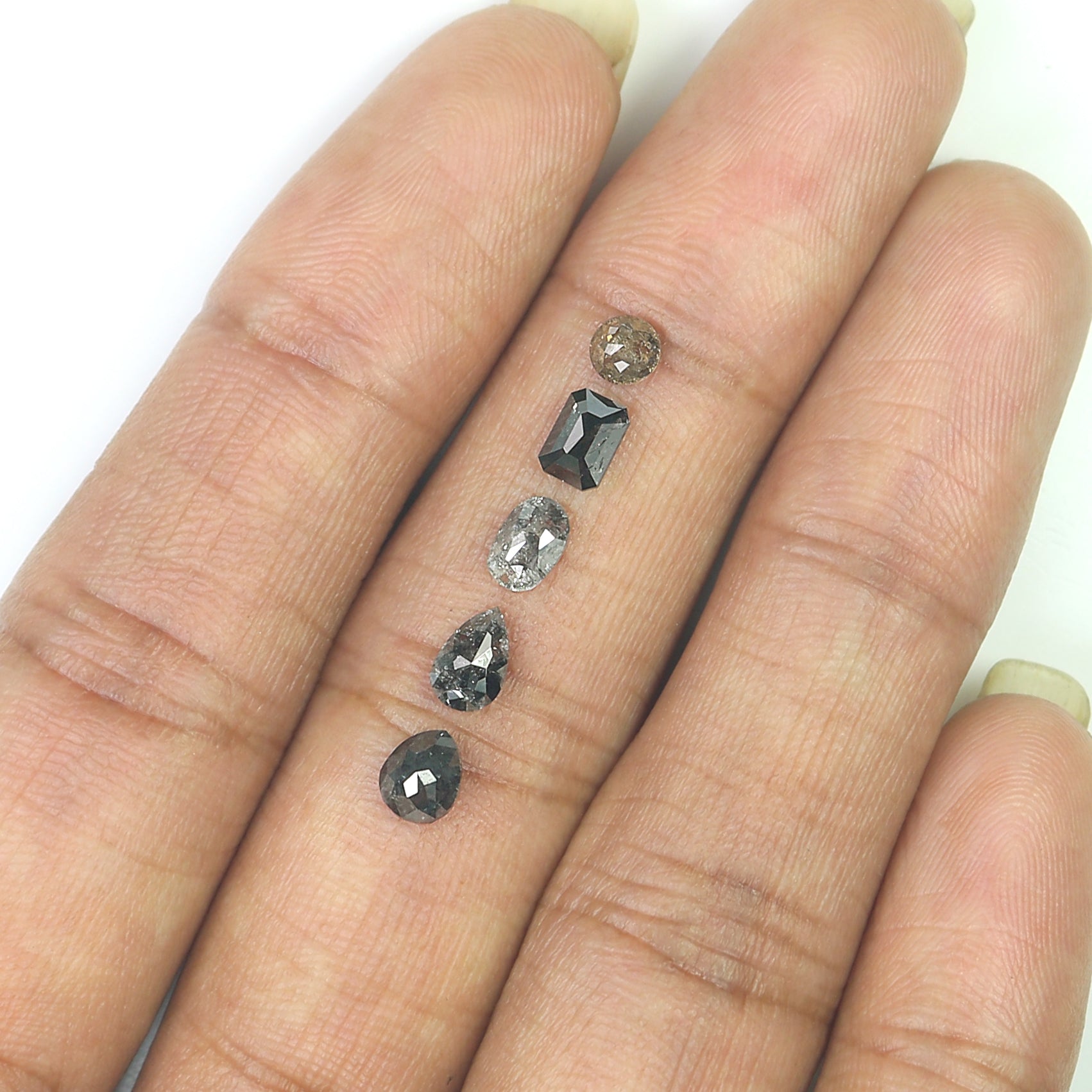 1.64 Ct Natural Loose Mix Shape Diamond Salt And Pepper Mix Shape Diamond 3.70 MM Natural Black Grey Color Mix Shape Rose Cut Diamond N1485