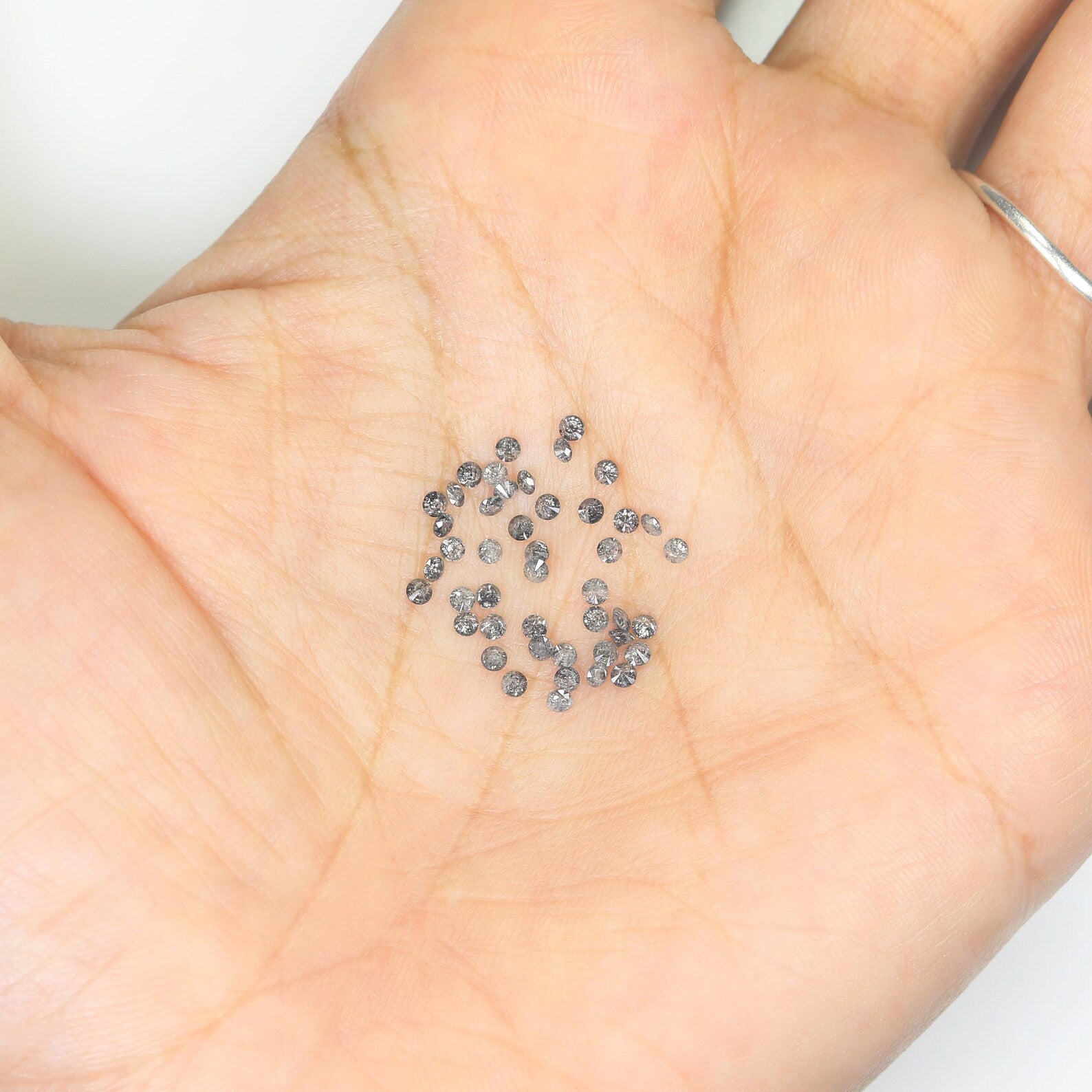 1.07 CT Natural Loose Round Shape Diamond Salt And Pepper Round Diamond 1.70 MM Natural Loose Black Grey Round Brilliant Cut Diamond NQ703