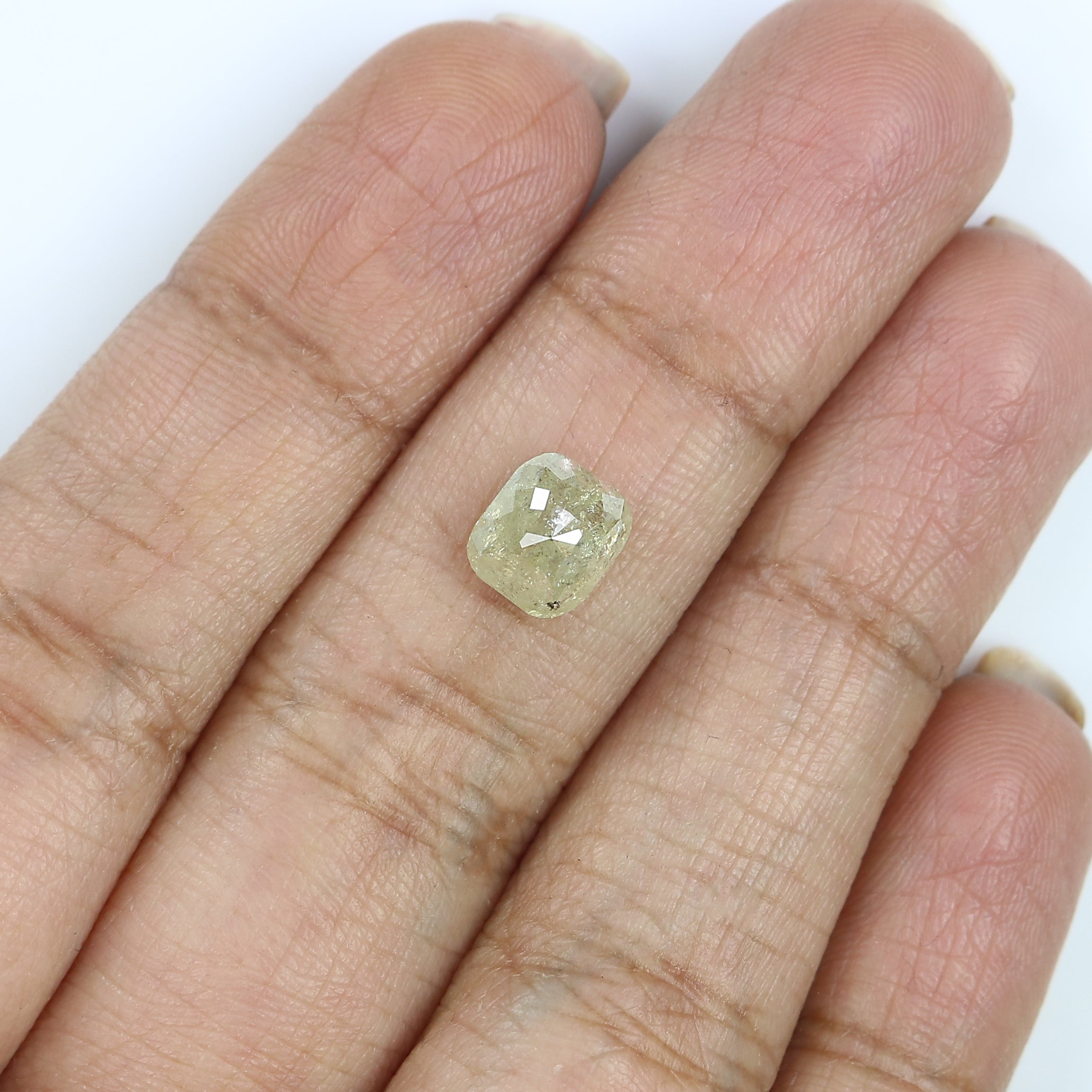 1.70 CT Natural Loose Cushion Shape Diamond Yellow Color Cushion Cut Diamond 7.10 MM Natural Grey Color Cushion Rose Cut Diamond QL7412