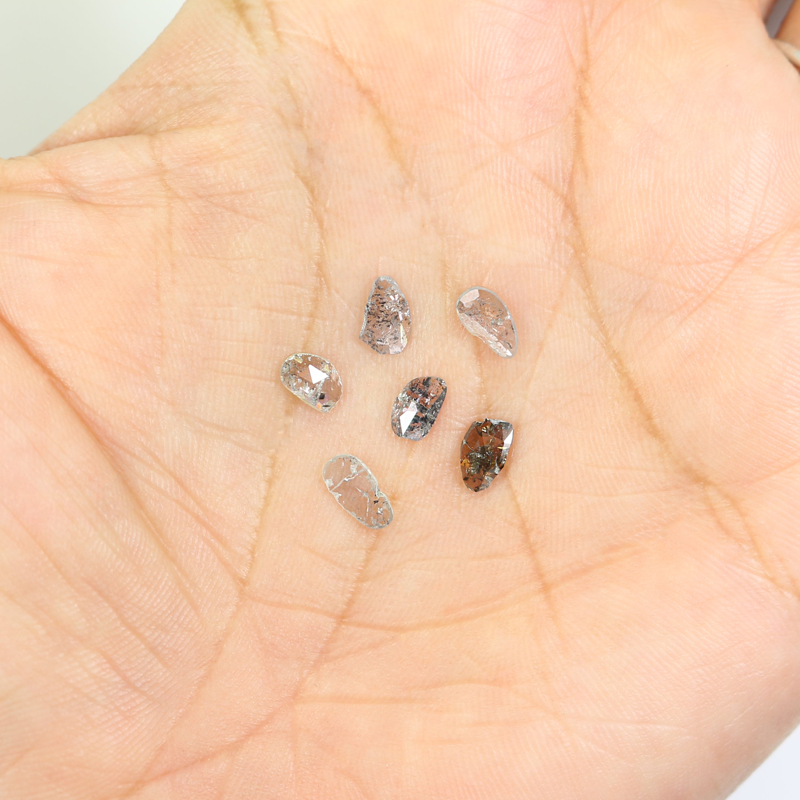 1.09 Ct Natural Loose Slice Shape Diamond Slice Salt And Pepper Diamond 5.25 MM Slice Natural Loose Diamond Slice Black Grey Diamond LQ2503