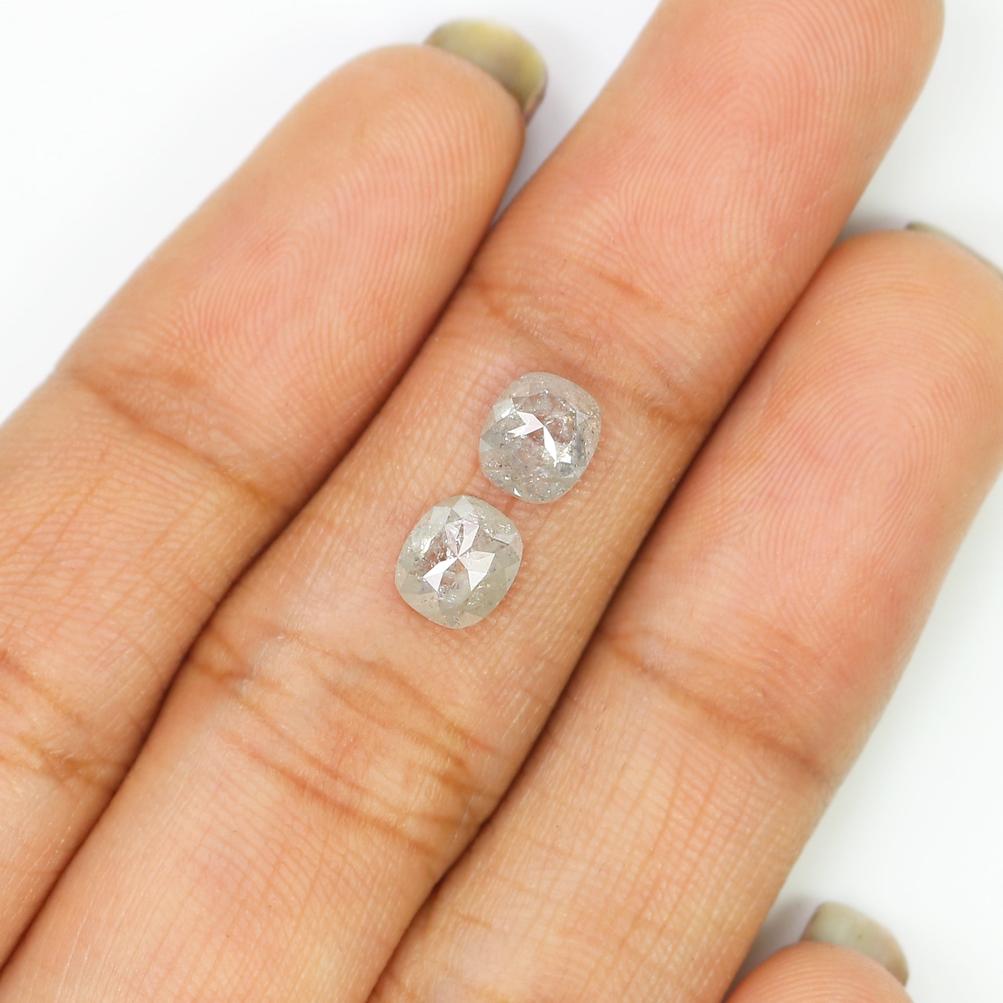 1.26 CT Natural Loose Cushion Cut Pair Diamond Grey Color Cushion Shape Diamond 5.70 MM Natural Grey Diamond Cushion Rose Cut Diamond LQ2999