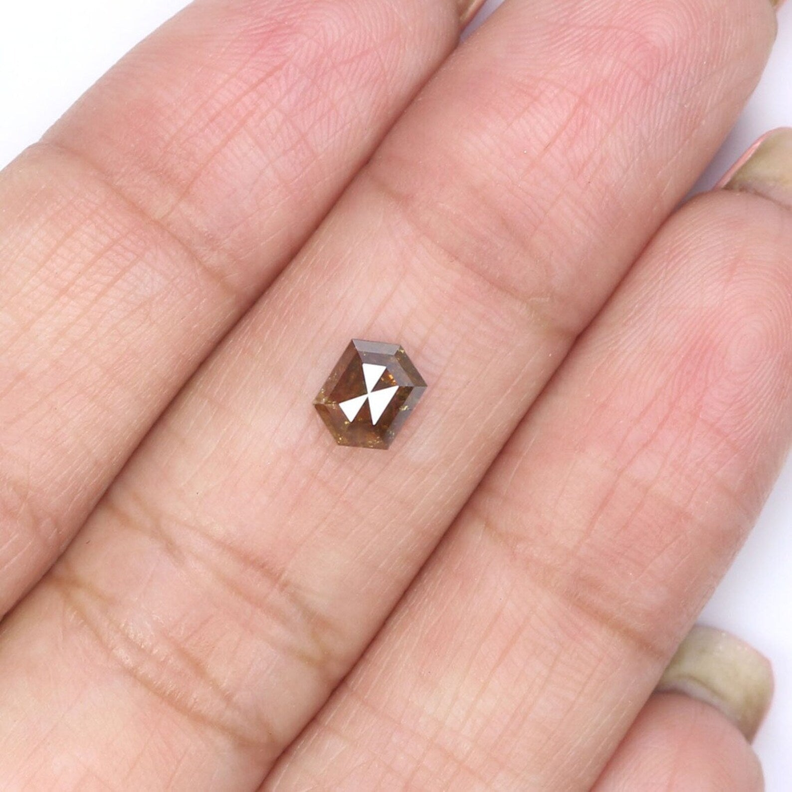 0.67 CT Natural Loose Hexagon Shape Diamond Brown Color Hexagon Cut Diamond 5.90 MM Natural Loose Diamond Hexagon Rose Cut Diamond NQ981