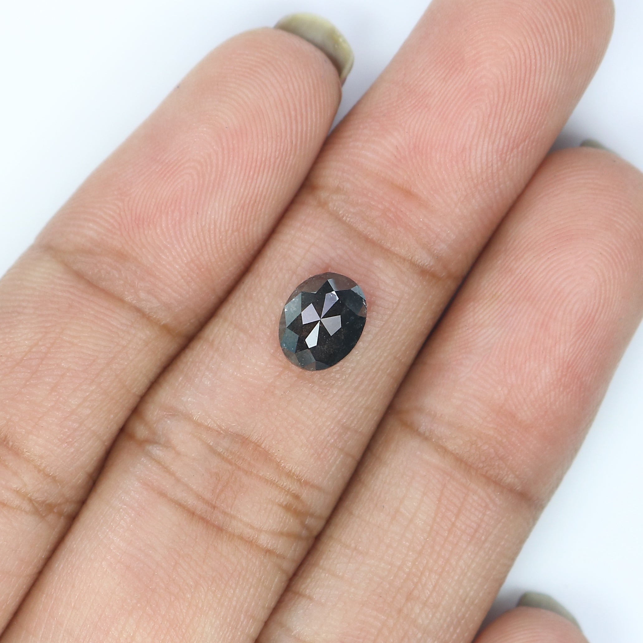 1.22 CT Natural Loose Oval Shape Diamond Salt And Pepper Oval Cut Diamond 7.00 MM Natural Black Grey Diamond Oval Rose Cut Diamond LQ2974