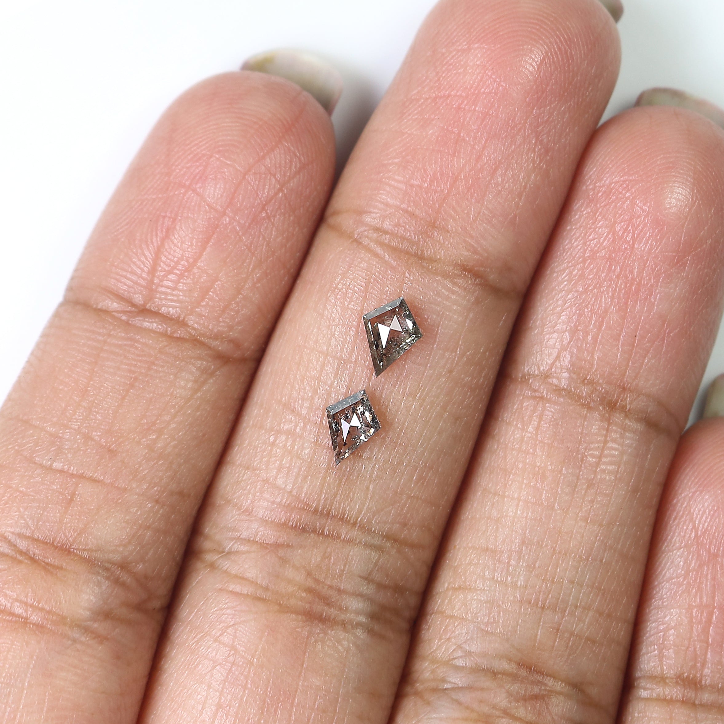 0.50 CT Natural Loose Kite Cut Pair Diamond Salt And Pepper Kite Shape Diamond 5.50 MM Natural Black Grey Color Kite Rose Cut Diamond LQ2881