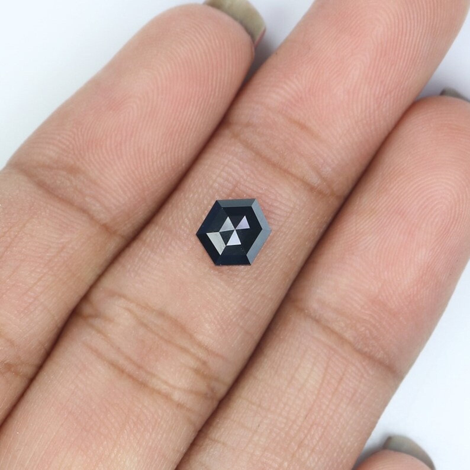 0.91 CT Natural Loose Hexagon Shape Diamond Black Color Hexagon Cut Diamond 6.85 MM Natural Diamond Black Hexagon Rose Cut Diamond NQ555
