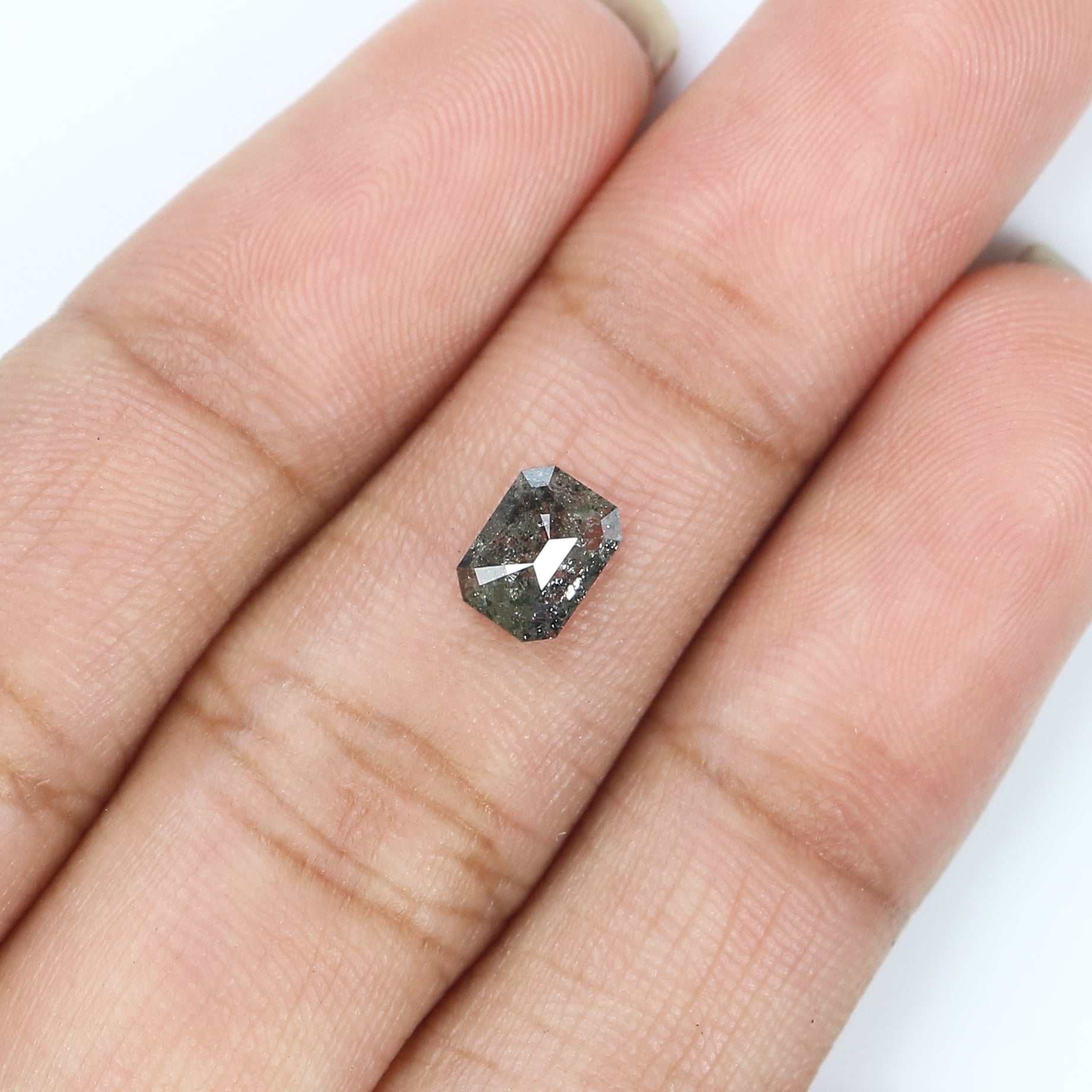 0.69 CT Natural Loose Emerald Shape Diamond Salt And Pepper Emerald Cut Diamond 6.15 MM Natural Black Grey Emerald Rose Cut Diamond LQ2945