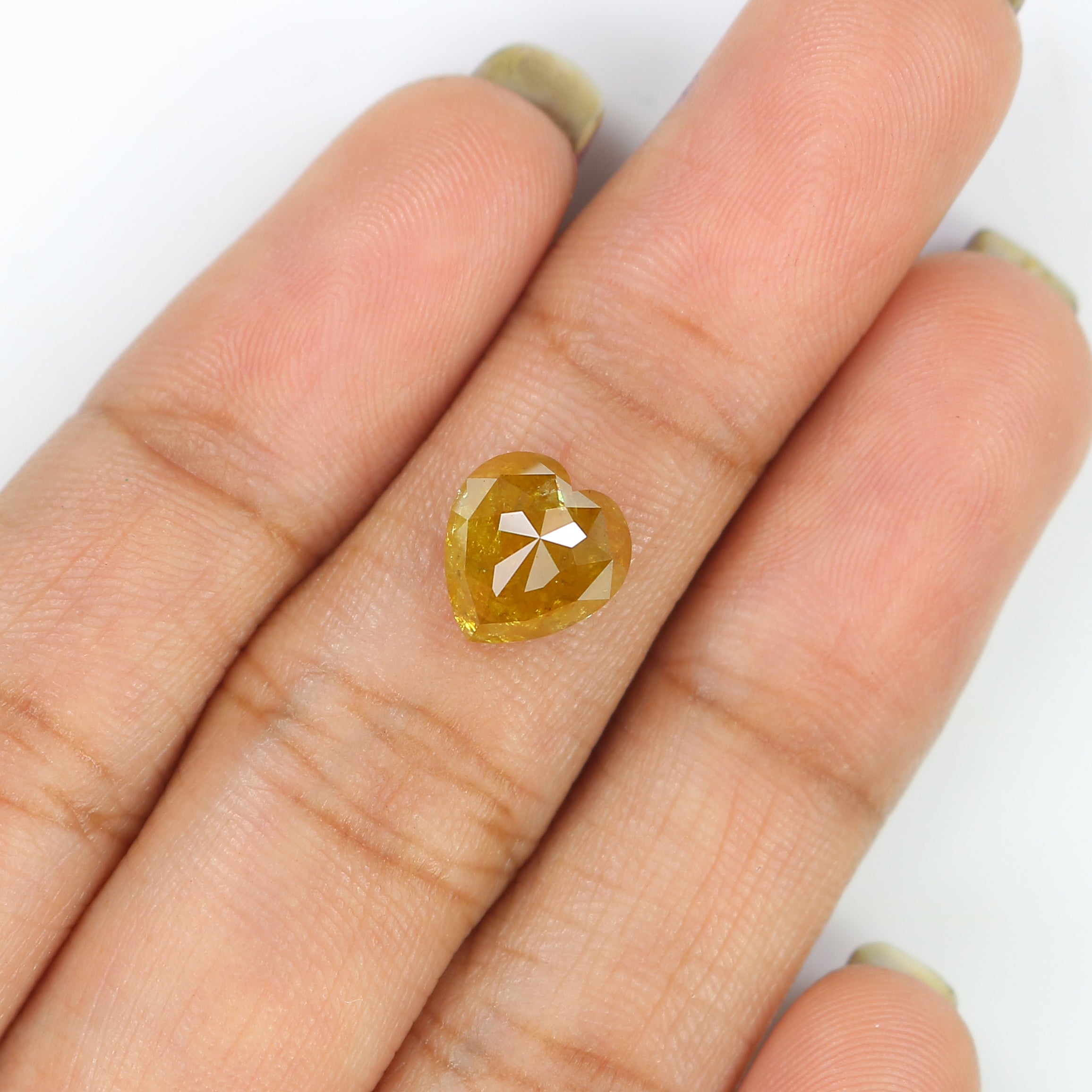 2.37 CT Natural Loose Heart Shape Diamond Yellow Color Heart Shape Diamond 8.40 MM Natural Loose Yellow Color Heart Rose Cut Diamond LQ3020