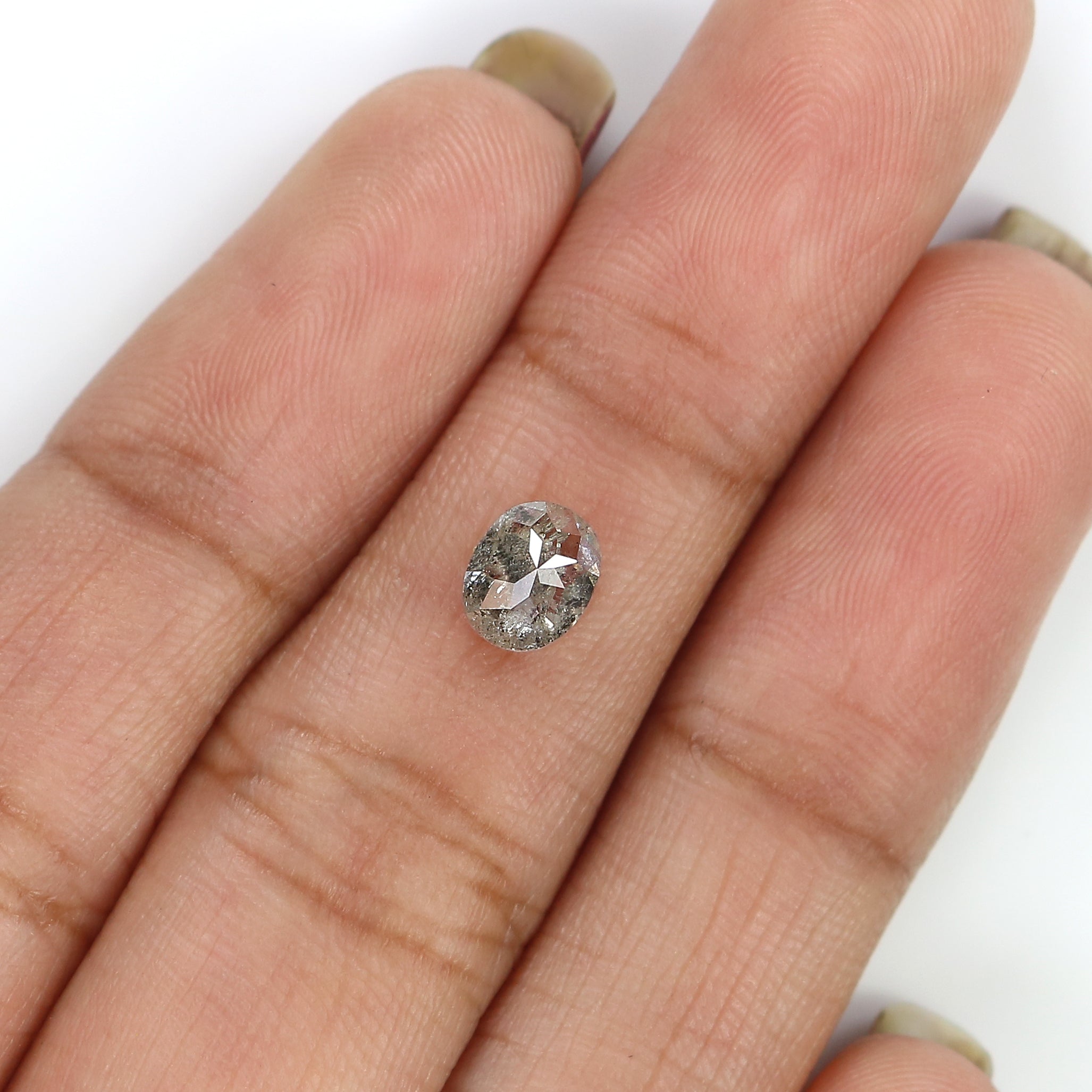 0.86 CT Natural Loose Oval Shape Diamond Salt And Pepper Oval Rose Cut Diamond 5.90 MM Natural Black Grey Color Oval Rose Cut Diamond QL3027