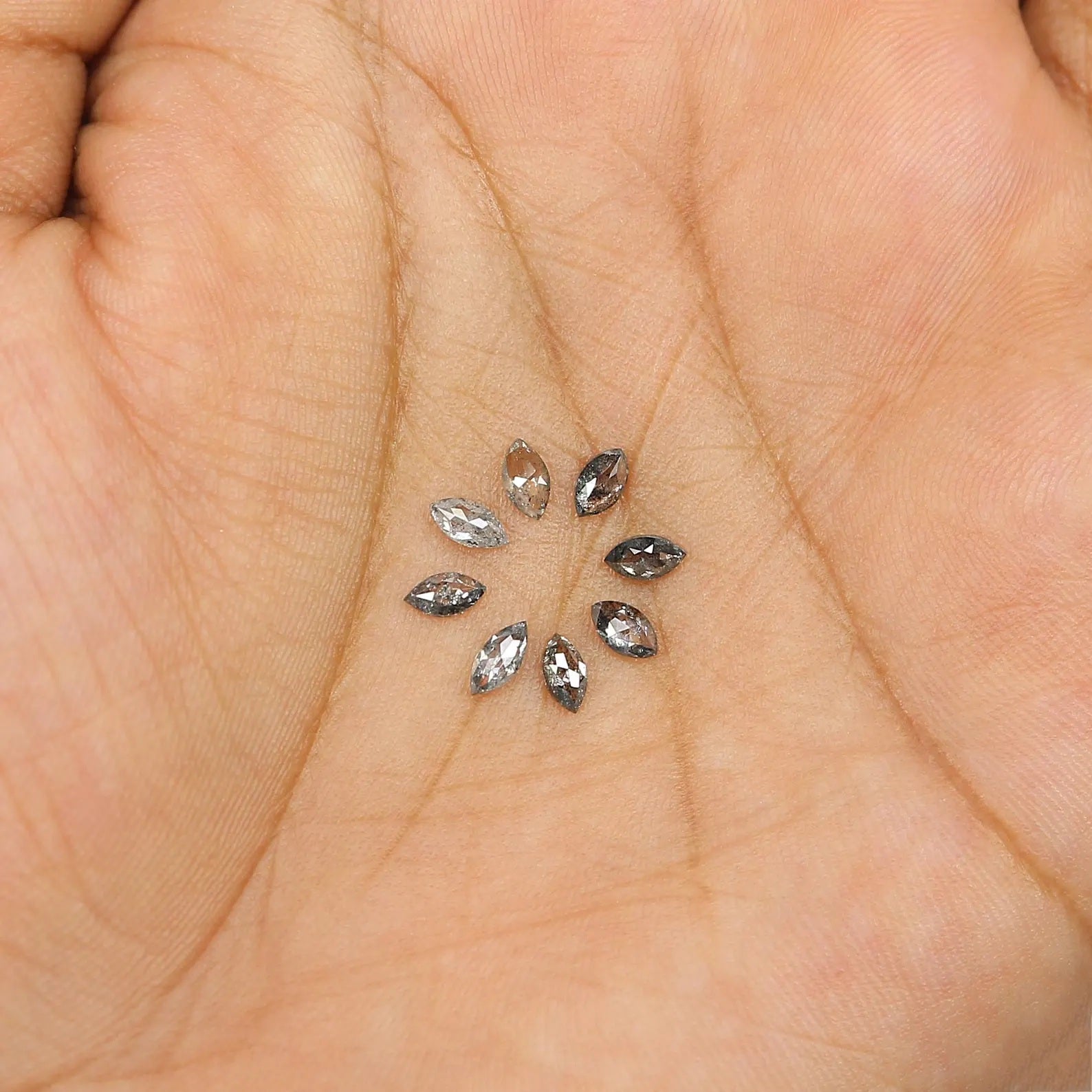 0.68 CT Natural Loose Marquise Shape Diamond Salt And Pepper Marquise Diamond 3.70 MM Black Grey Color Marquise Rose Cut Diamond NQ1603