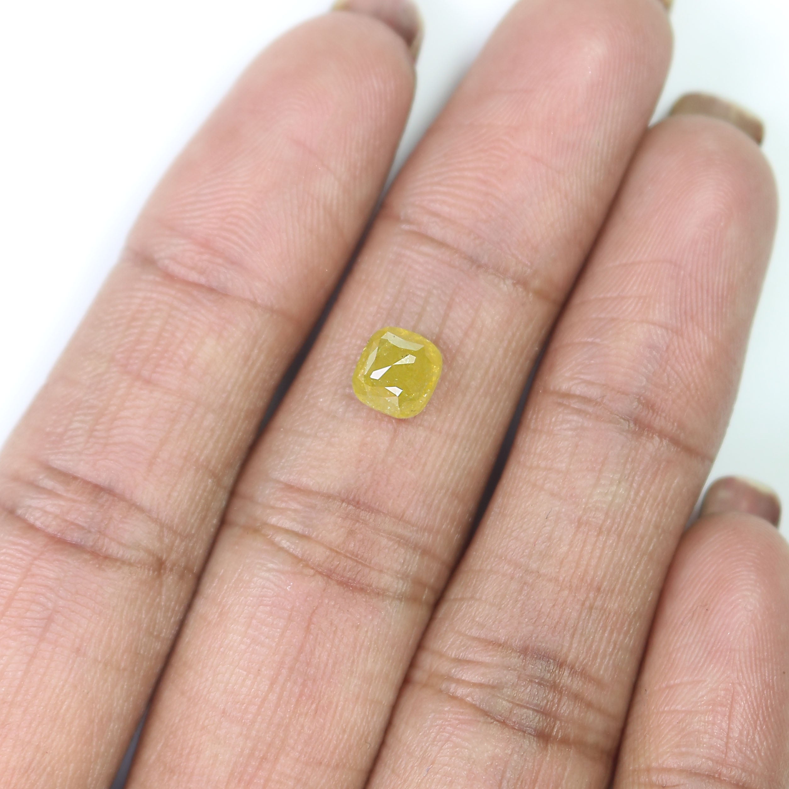 1.35 CT Natural Loose Cushion Shape Diamond Yellow Color Cushion Cut Diamond 5.95 MM Natural Yellow Color Cushion Rose Cut Diamond LQ2146