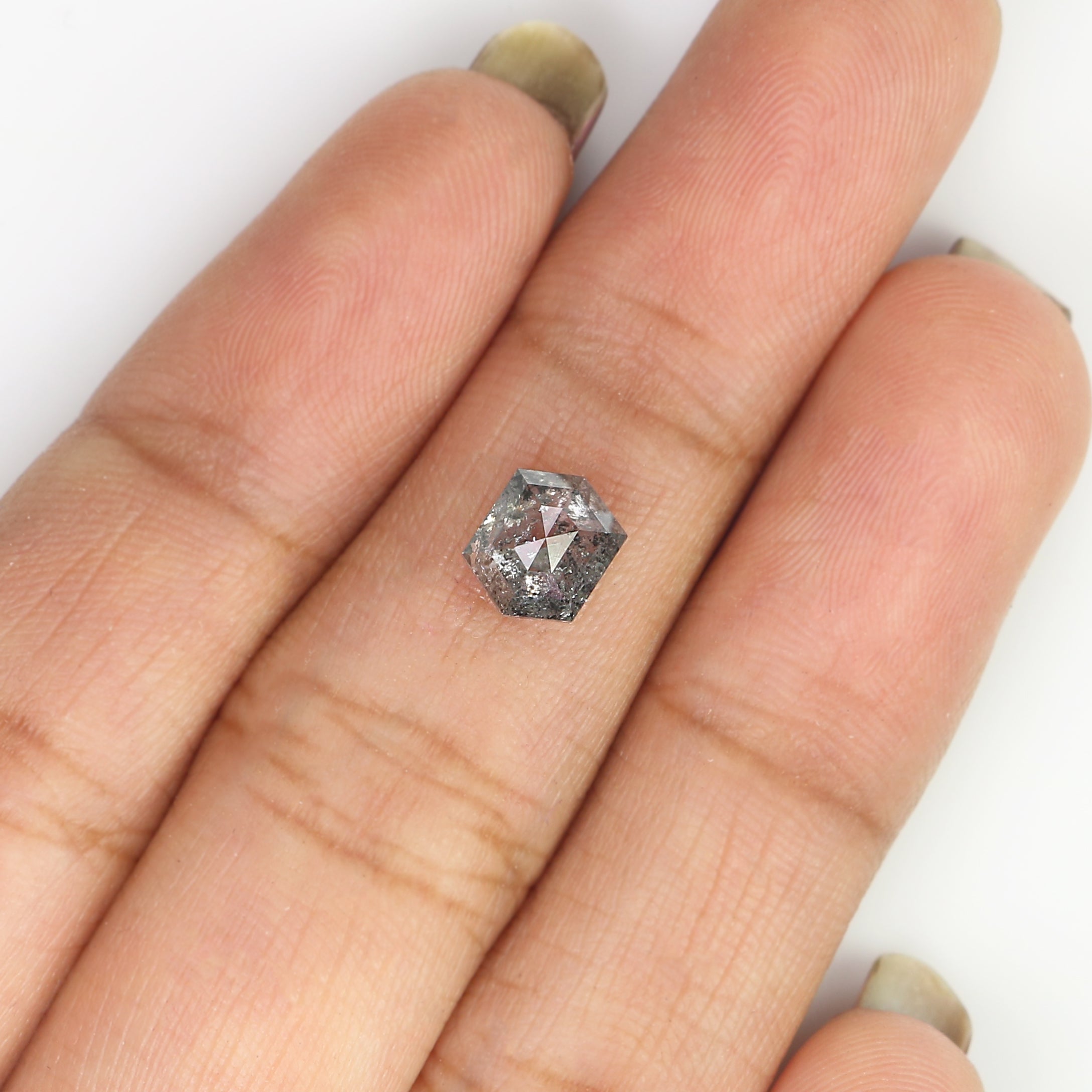 1.14 CT Natural Loose Hexagon Diamond Salt And Pepper Hexagon Diamond 6.75 MM Natural Loose Diamond Hexagon Cut Diamond Hexagon Shape LQ2984