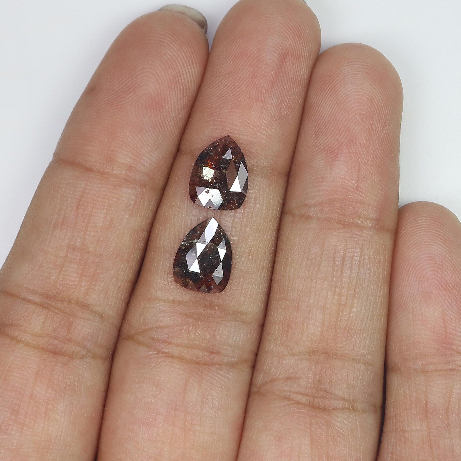 1.88 CT Natural Loose Pear Shape Pair Diamond Brown Color Pear Diamond 9.00 MM Natural Loose Diamond Pear Shape Rose Cut Diamond NQ8365