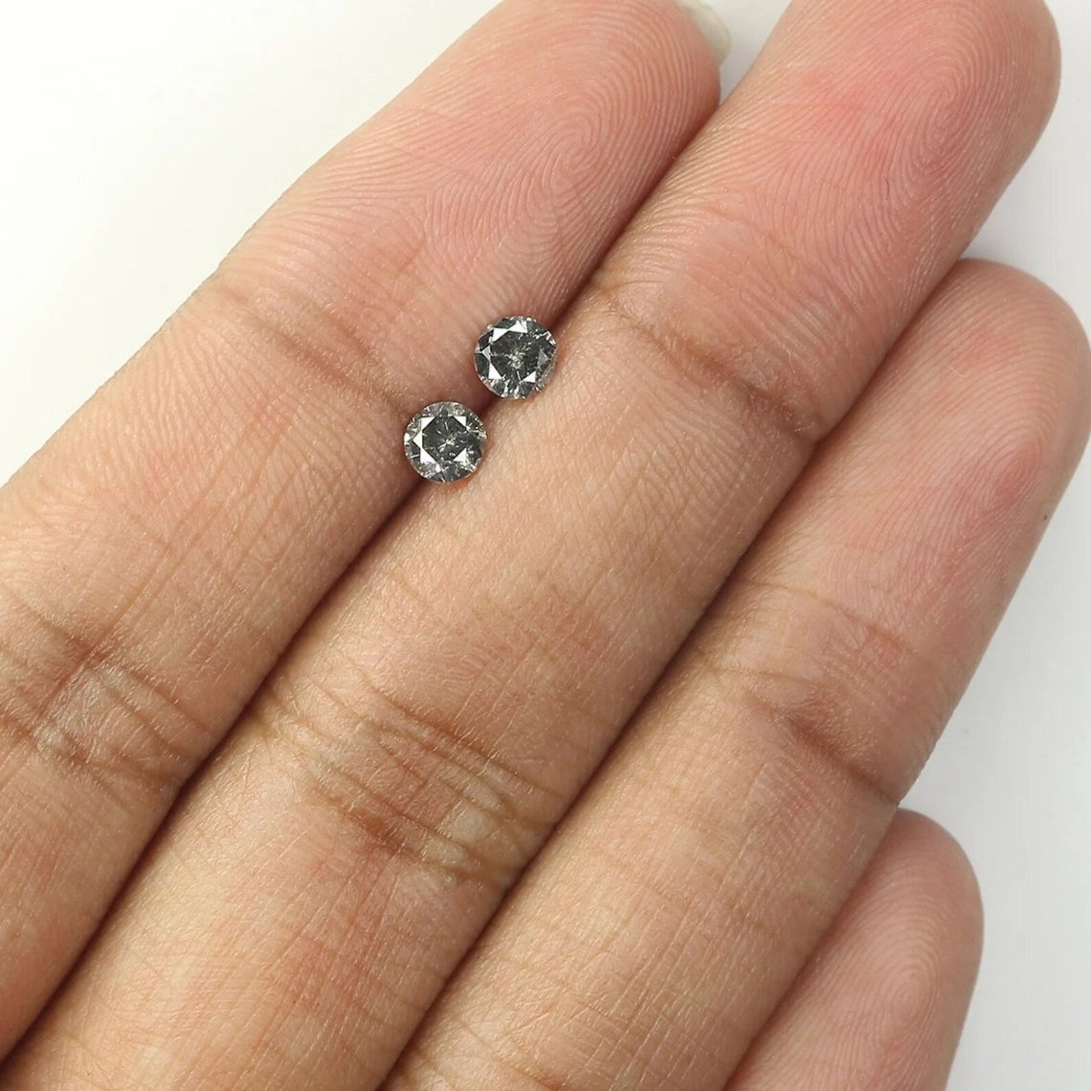0.46 CT Natural Loose Round Shape Pair Diamond Salt And Pepper Round Diamond 3.80 MM Natural Black Gray Round Brilliant Cut Diamond NQ1479