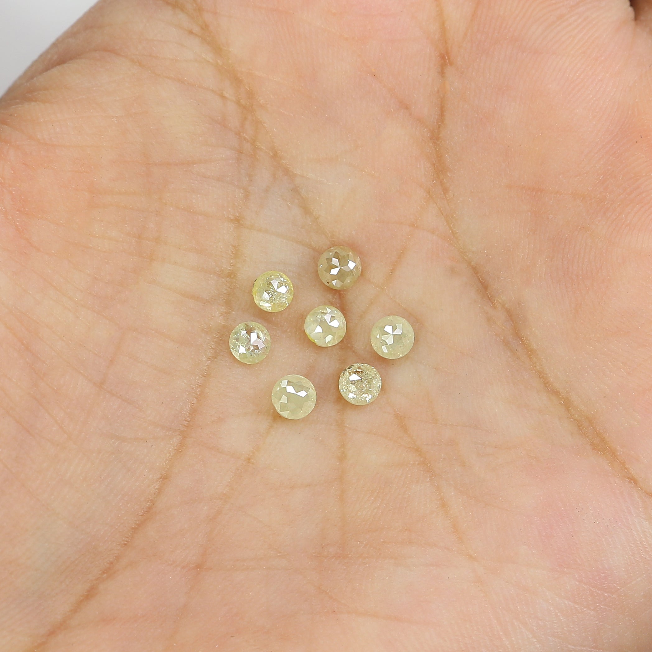 1.27 CT Natural Loose Round Rose Cut Diamond Grey Color Round Shape Diamond 3.35 MM Natural Loose Yellow Color Round Rose Cut Diamond KQ2711