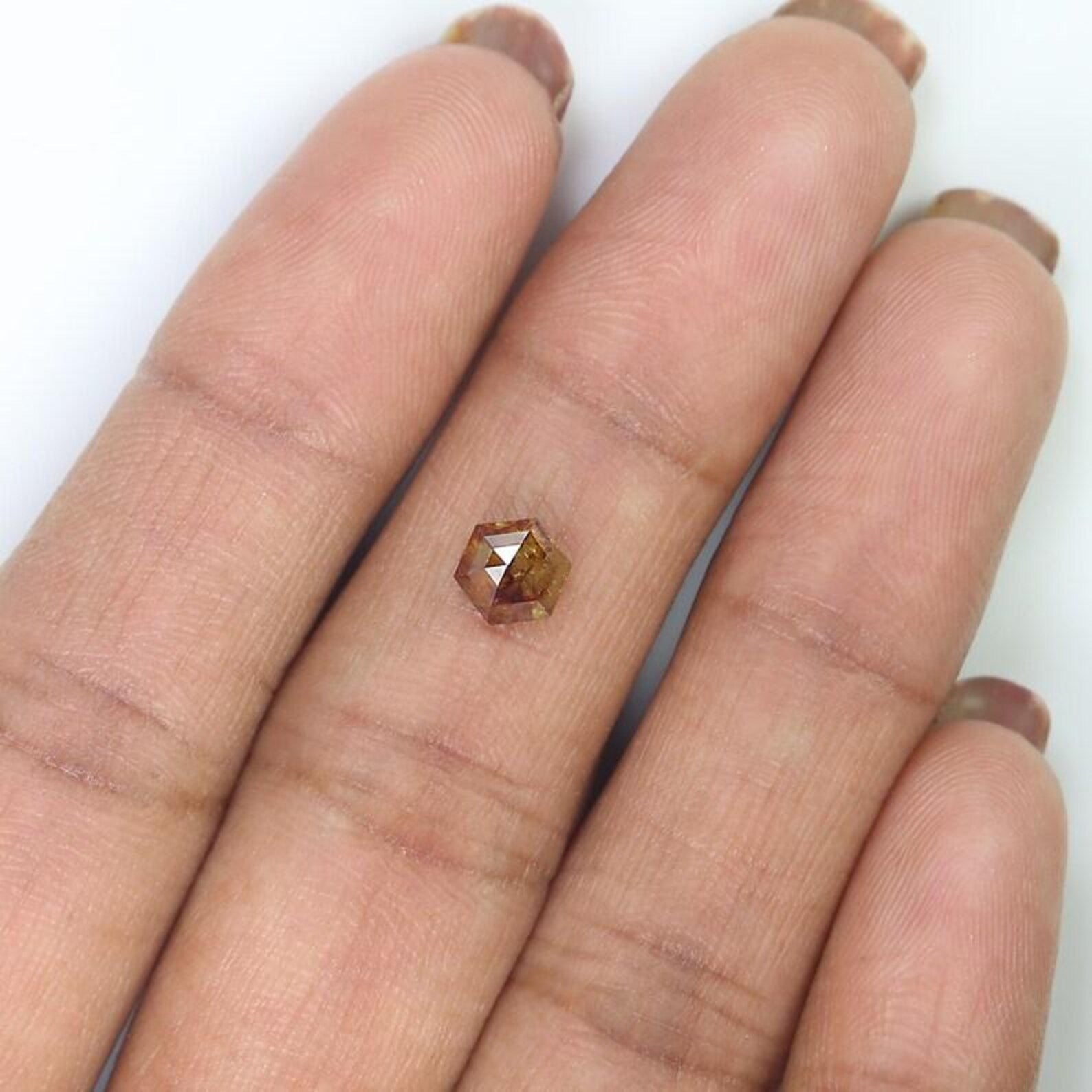 0.90 CT Natural Loose Hexagon Shape Diamond Yellow Color Hexagon Diamond 5.80 MM Natural Loose Brown Color Hexagon Rose Cut Diamond NQ7827