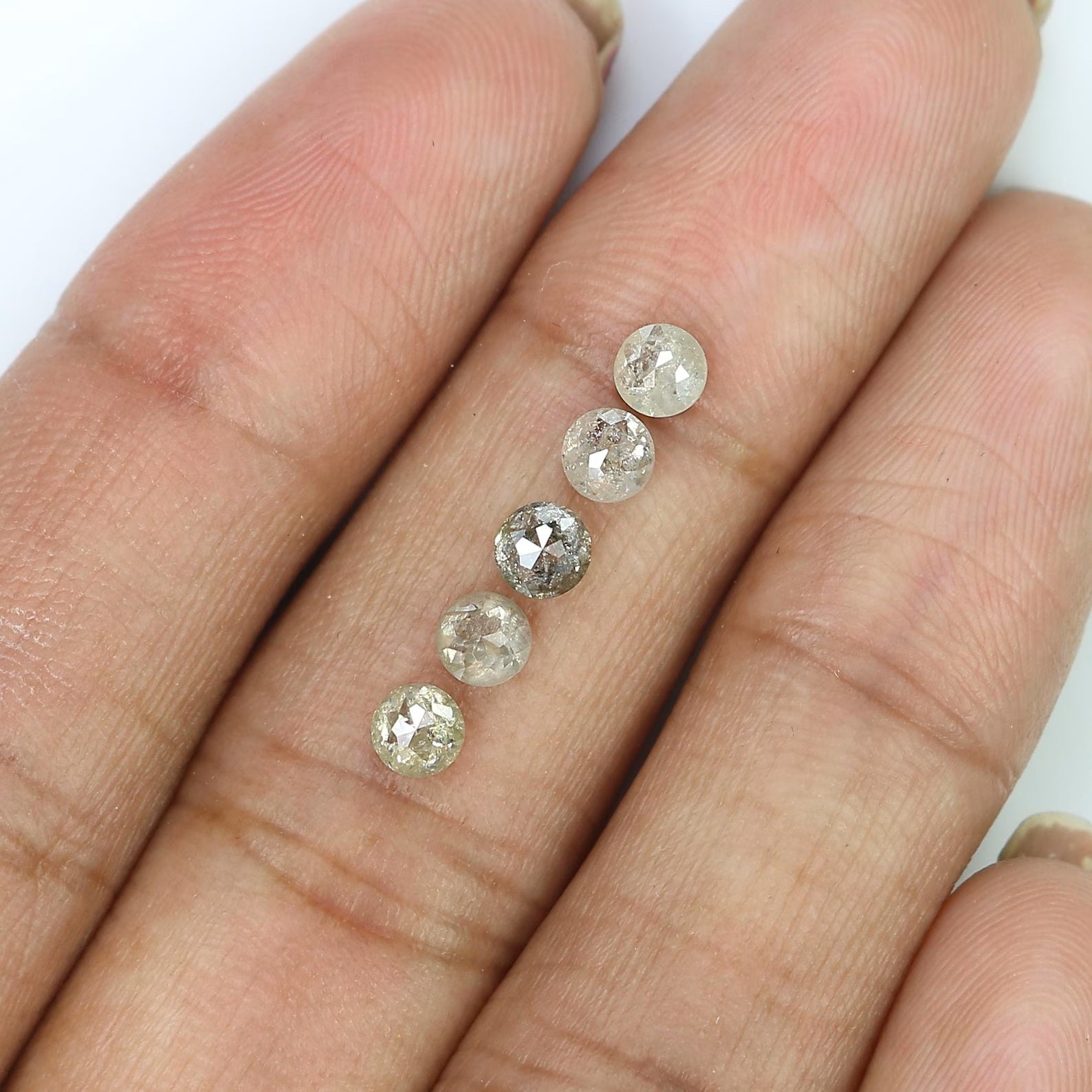 1.54 CT Natural Loose Round Shape Diamond Salt And Pepper Round Cut Diamond 3.75 MM Natural Loose Grey Color Round Rose Cut Diamond NQ1776