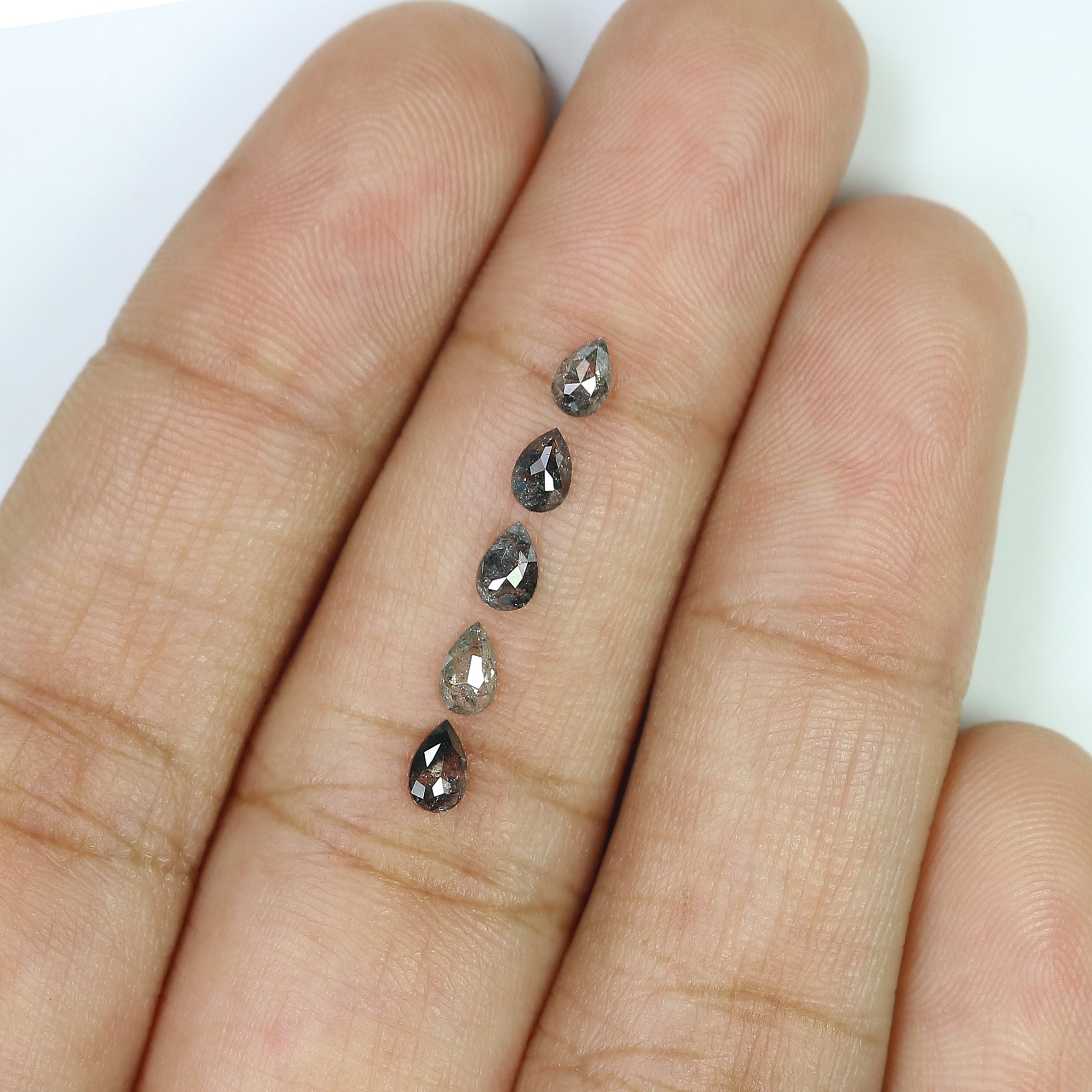 0.59 CT Natural Loose Pear Shape Diamond Salt And Pepper Pear Diamond 4.30 MM Natural Loose Black Grey Color Pear Rose Cut Diamond LQ2789