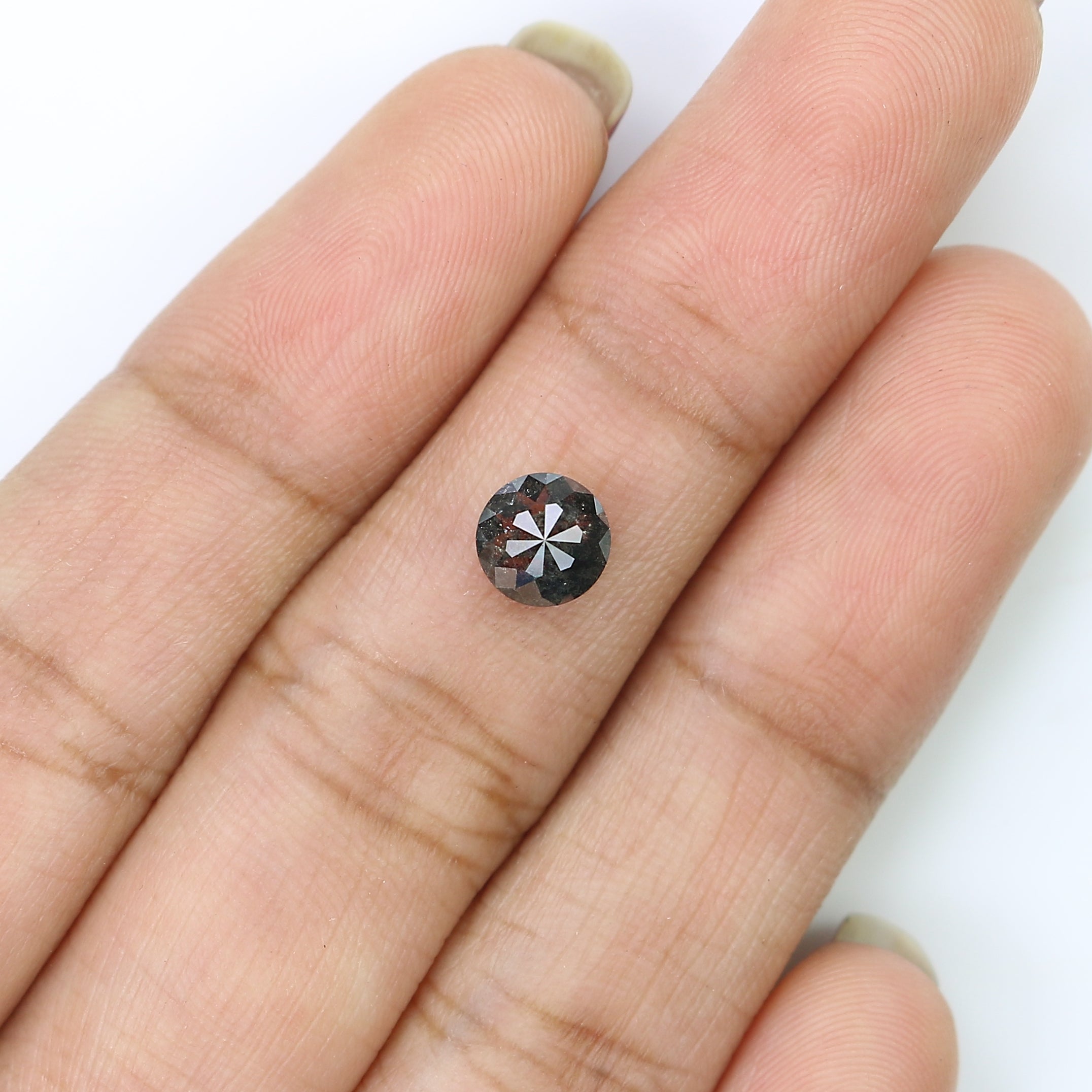 0.90 Ct Natural Loose Round Shape Diamond Salt And Pepper Diamond 5.85 MM Natural Diamond Black Grey Color Round Rose Cut Diamond LQ3044