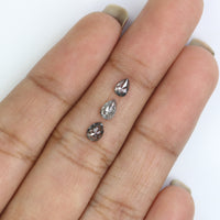 Natural Loose Pear Diamond, Salt And Pepper Diamond, Natural Loose Diamond, Pear Rose Cut Diamond, Pear Diamond 0.60 CT Pear Shape L2882