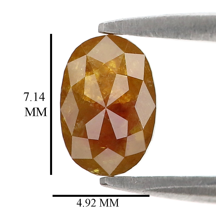 Natural Oval Brown Diamond 1.06 CT Loose Rose Cut Brown Stone 7.15 MM Rustic Diamond Oval Diamond For Custom Engagement Ring L3635