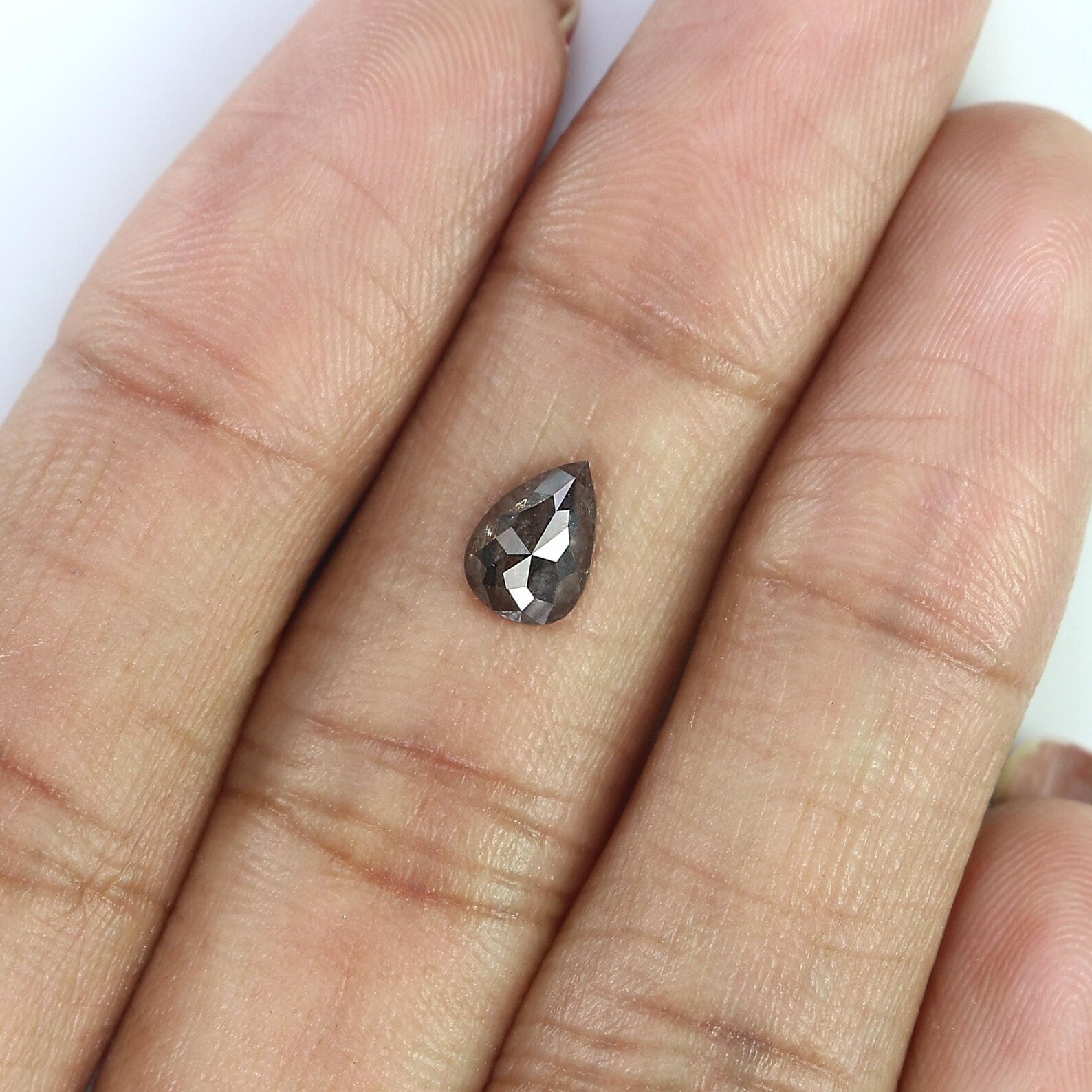 0.70 CT Natural Loose Pear Shape Diamond Salt And Pepper Diamond 7.20 MM Natural Loose Black Grey Color Pear Shape Rose Cut Diamond QN9960
