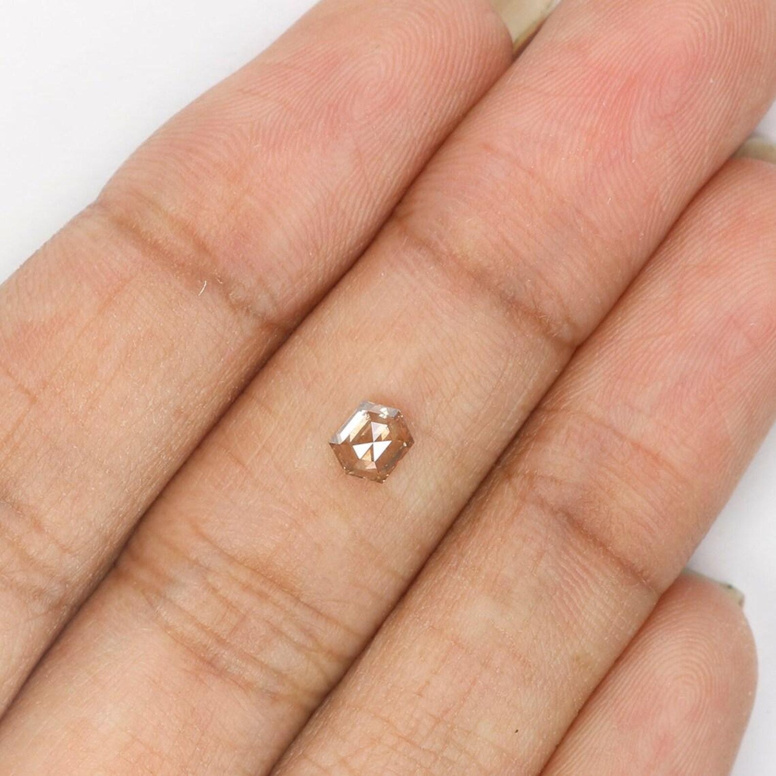 0.37 Ct Natural Loose Hexagon Shape Diamond Brown Color Hexagon Cut Diamond 4.65 MM Natural Loose Diamond Hexagon Rose Cut Diamond NQ1328