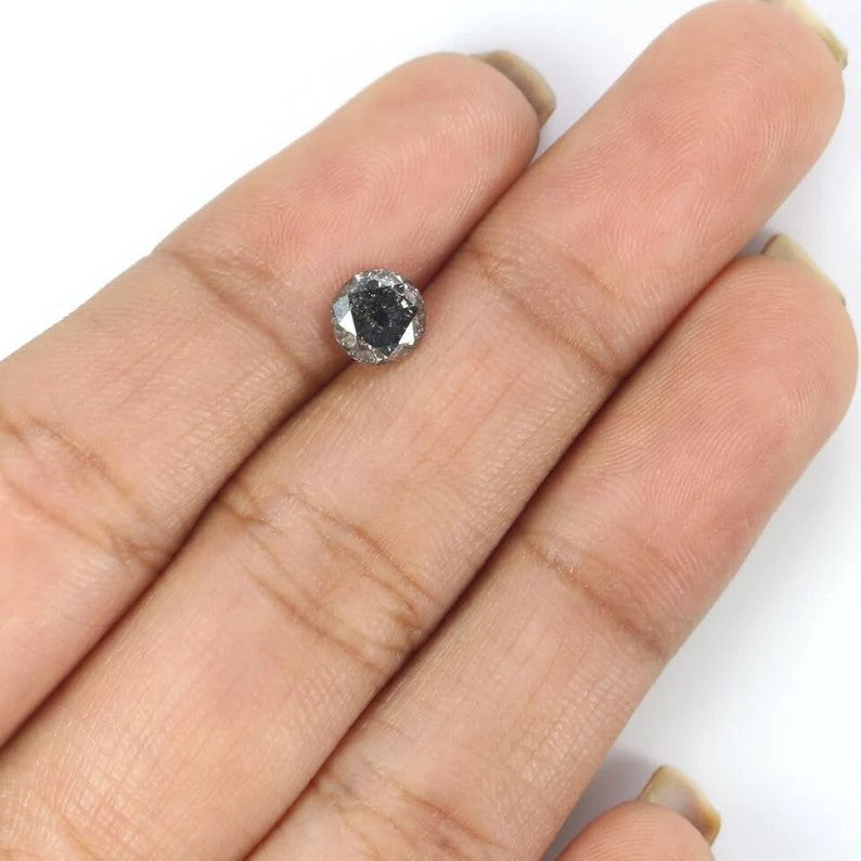 0.85 CT Natural Loose Round Shape Diamond Salt And Pepper Round Cut Diamond 5.65 MM Natural Loose Diamond Round Brilliant Cut Diamond NQ2254