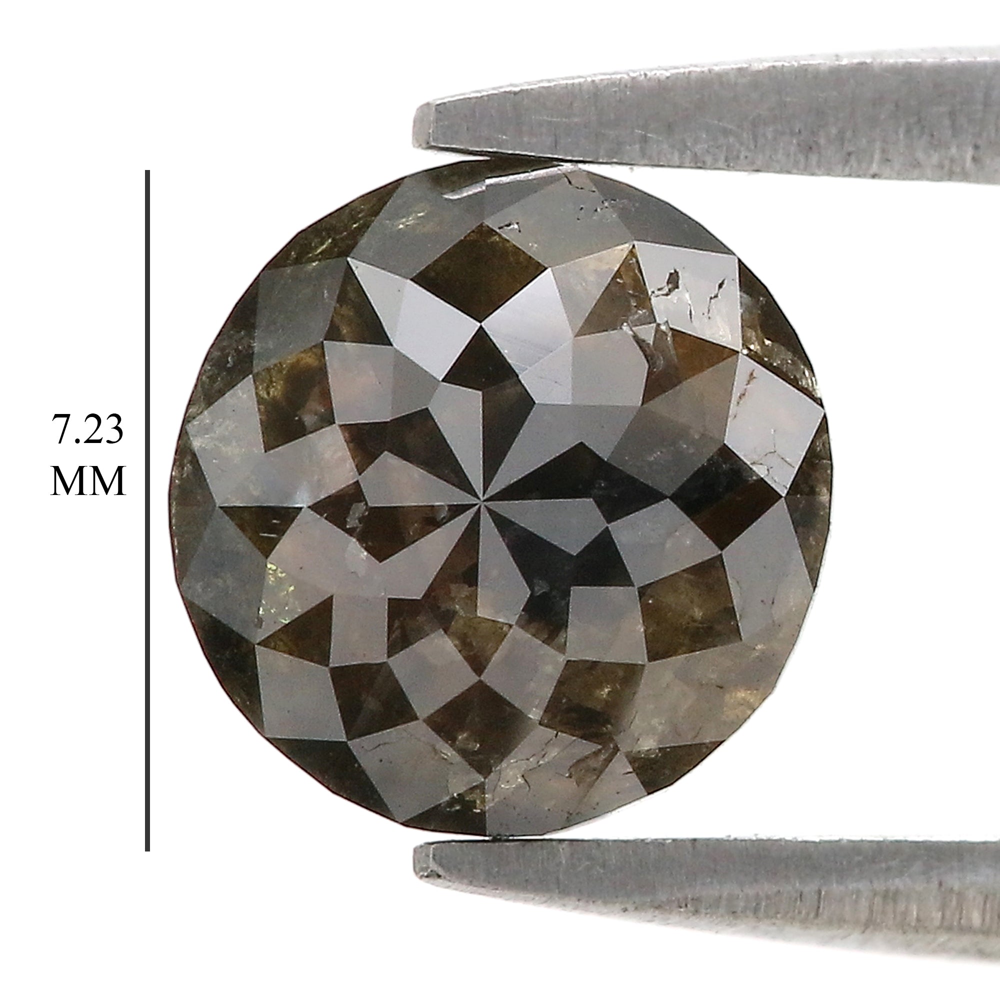 Natural Round Black Color Diamond 1.51 CT Loose Round Rose Cut Brown Color Stone 7.23 MM Rustic Diamond For Custom Engagement Ring L3685