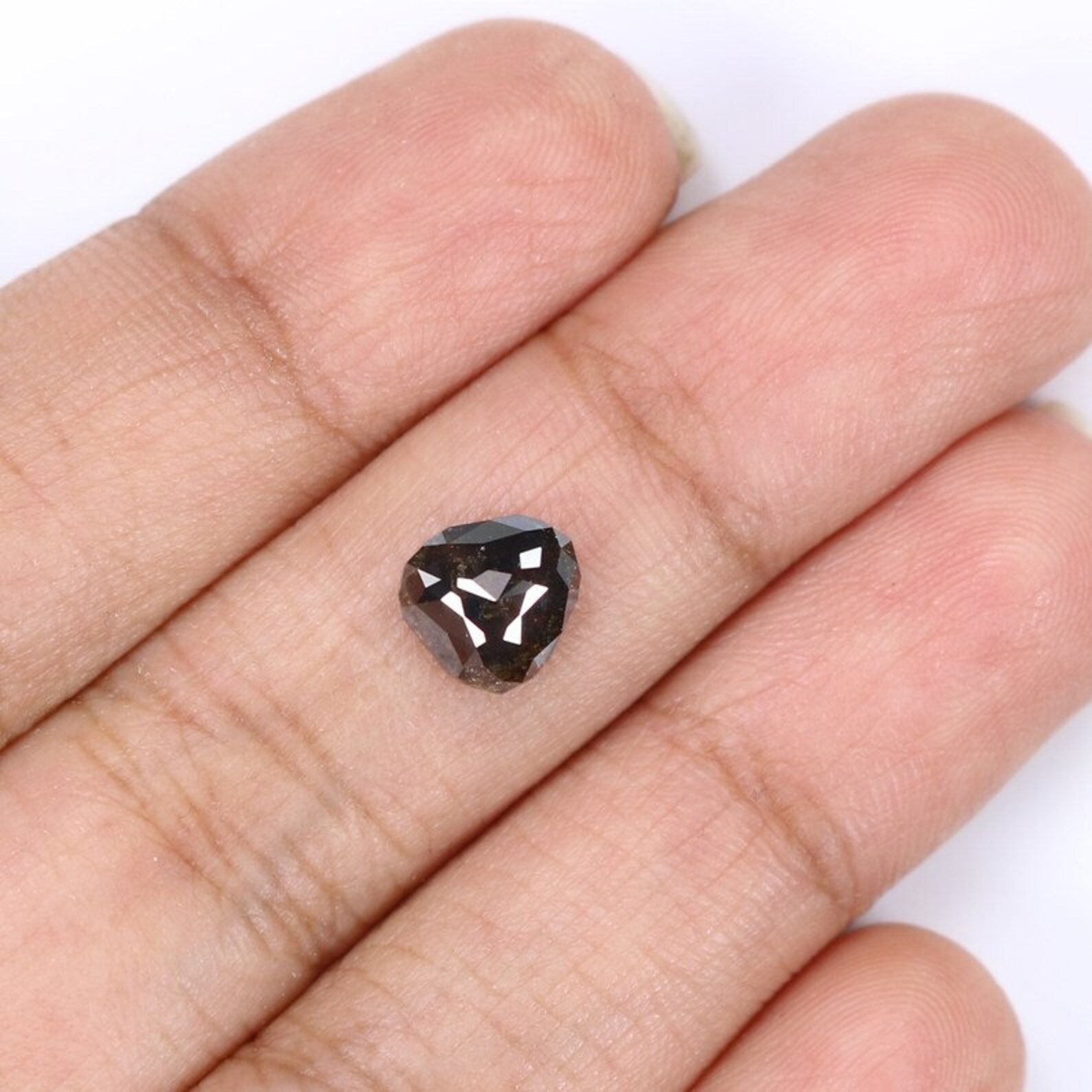 1.53 CT Natural Loose Triangle Shape Diamond Salt And Pepper Triangle Diamond 7.30 MM Black Brown Color Triangle Rose Cut Diamond NQ9453