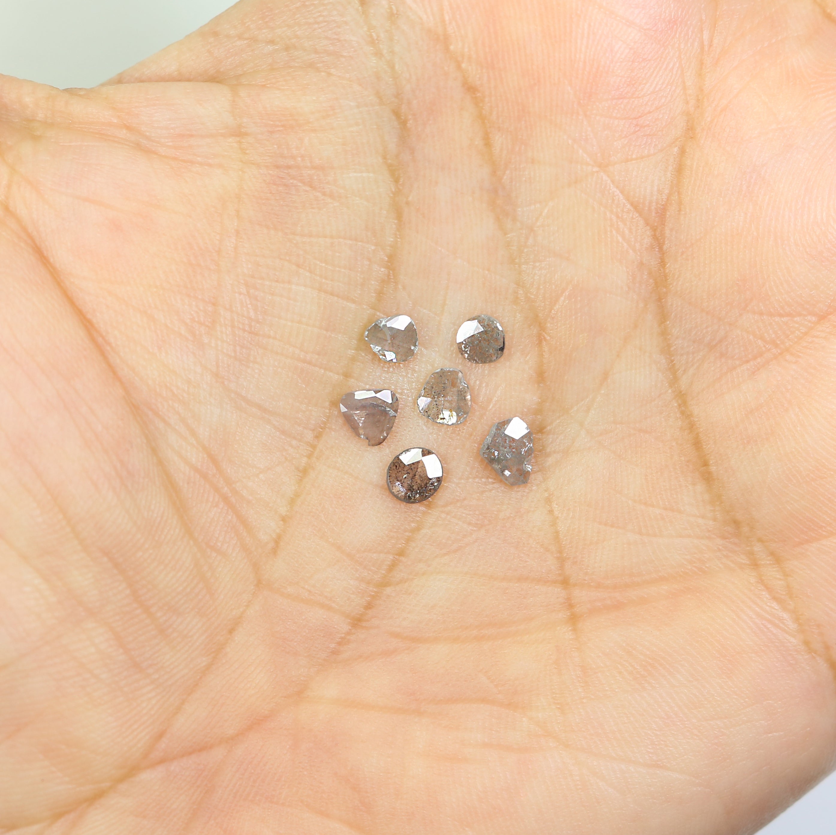 0.75 CT Natural Loose Slice Shape Diamond Salt And Pepper Irregular Cut Diamond 3.60 MM Black Grey Color Slice Shape Rose Cut Diamond NQ1645