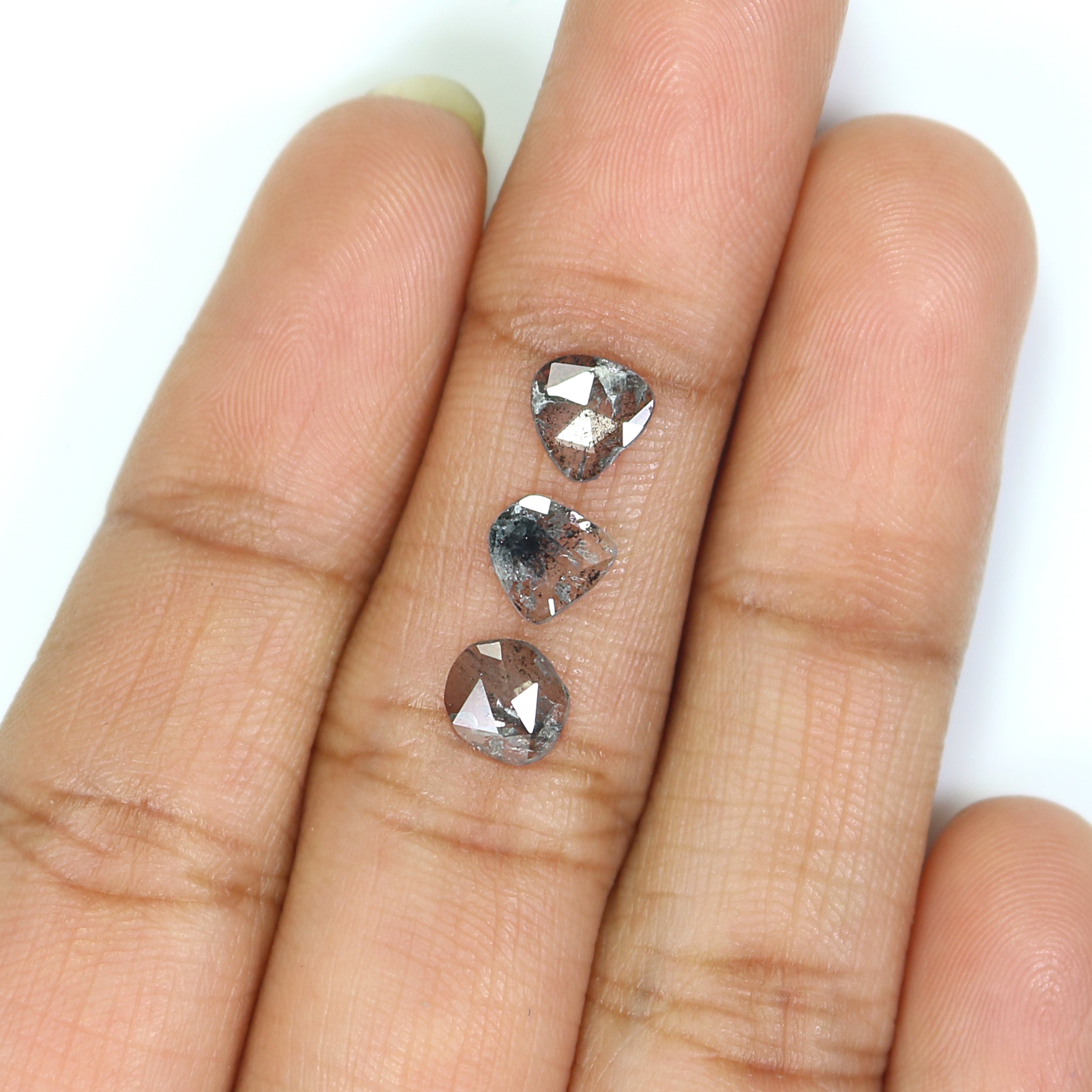 0.92 CT Natural Loose Slice Shape Diamond Salt And Pepper Slice Uncut Diamond 5.95 MM Natural Black Grey Diamond Irregular Cut Diamond L3514