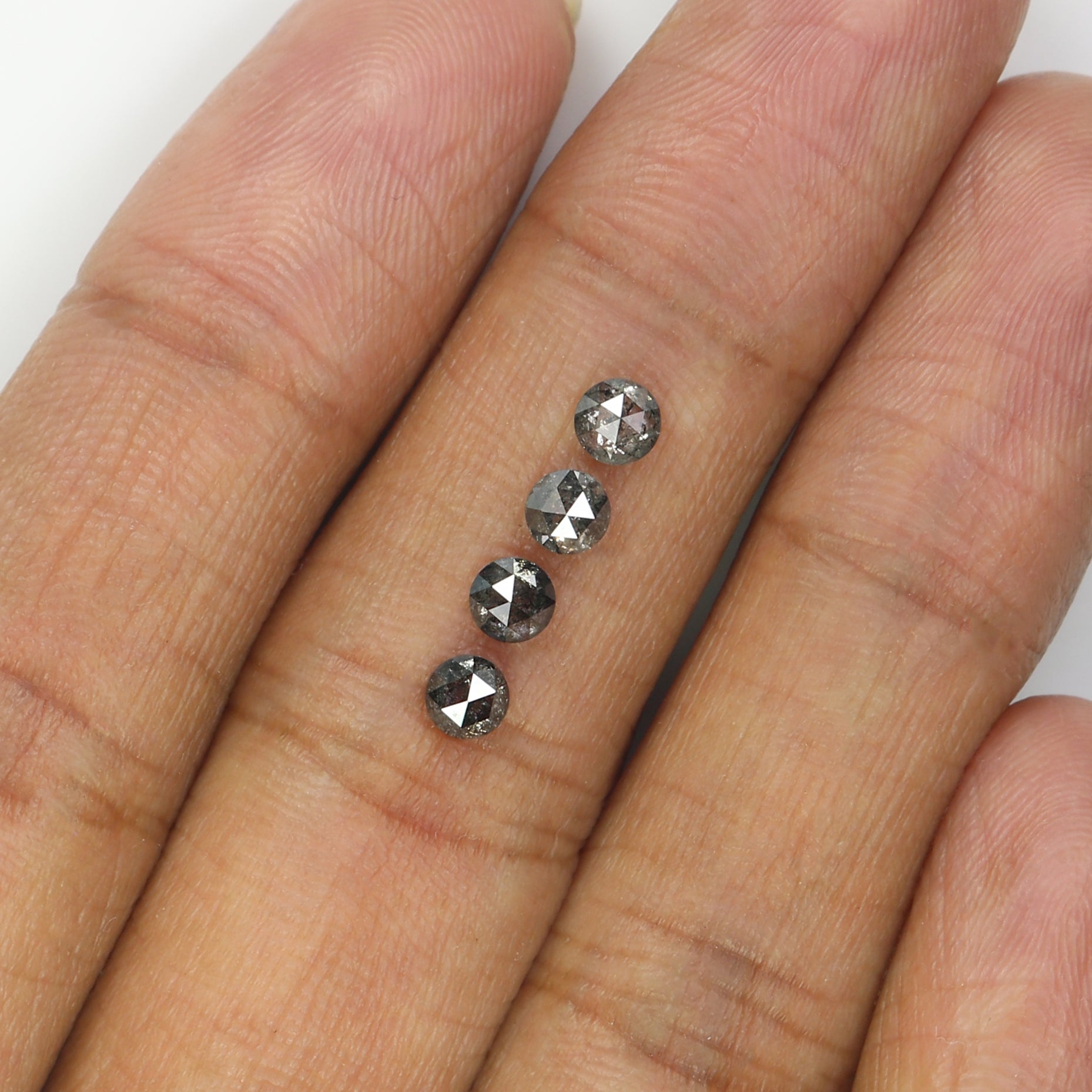 1.02 Ct Natural Loose Round Rose Cut Diamond Salt And Pepper Round Shape Diamond 3.65 MM Natural Black Grey Round Rose Cut Diamond LQ2787