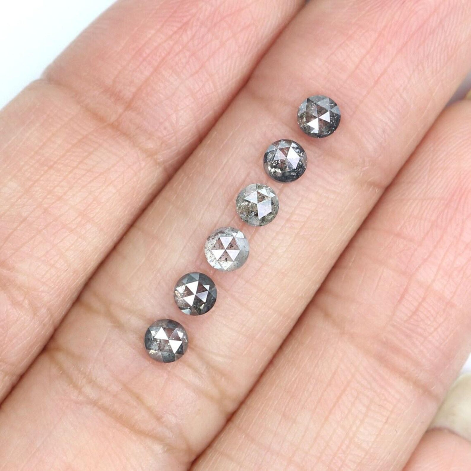 1.16 CT Natural Loose Round Shape Diamond Salt And Pepper Round Cut Diamond 3.30 MM Natural Black Grey Color Round Rose Cut Diamond NQ2067