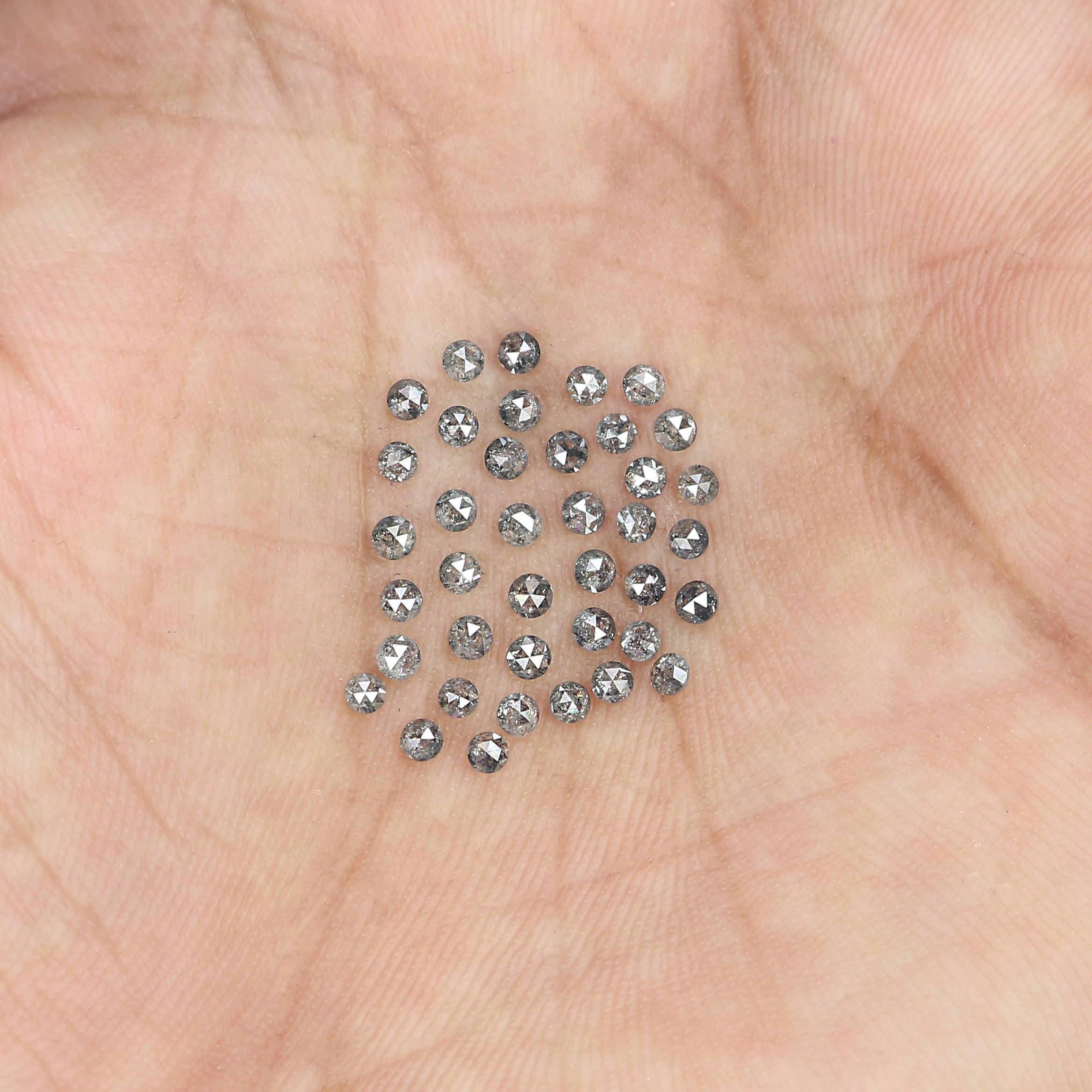1.09 Ct Natural Loose Round Rose Cut Diamond Salt And Pepper Round Diamond 1.70 MM Natural Black Grey Color Round Rose Cut Diamond LQ1818